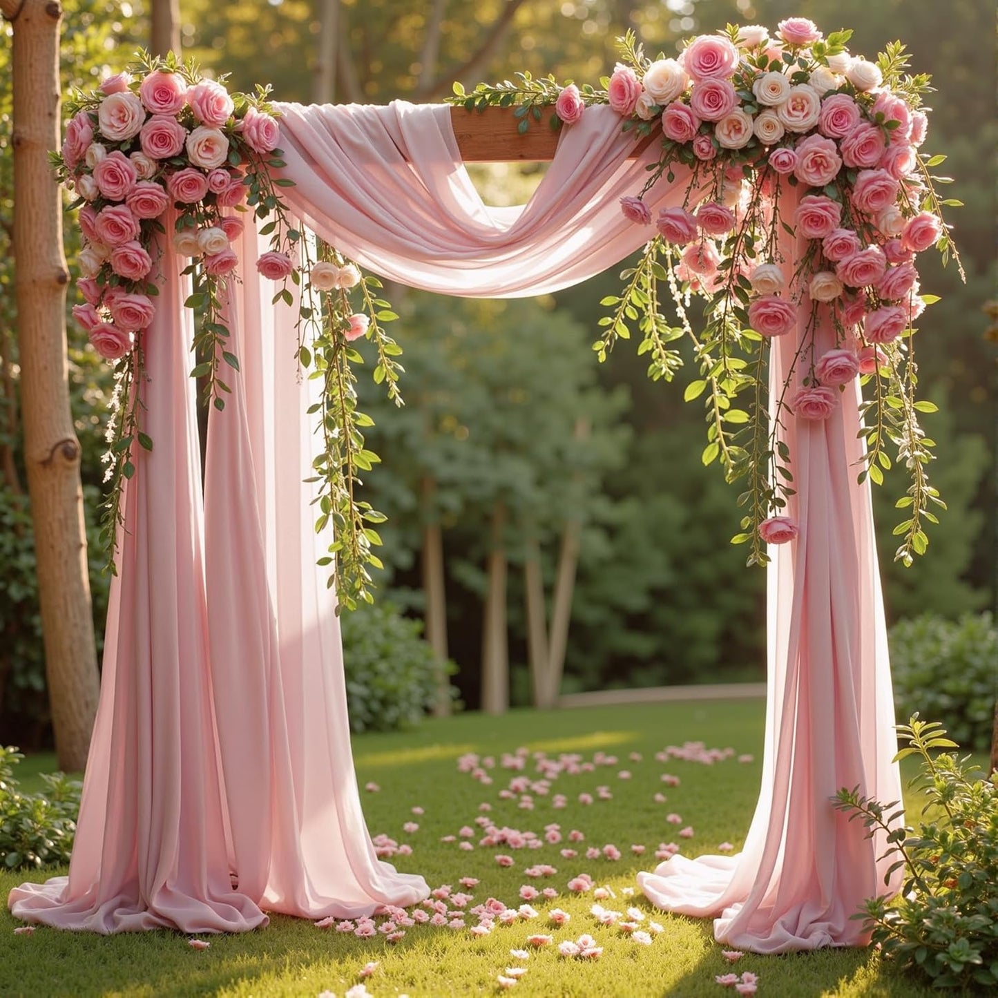 Wedding Arch Draping Fabric 1 Panel 18Ft Dusty Rose Chiffon Fabric Drapery Wedding Ceremony Reception Swag Decorations