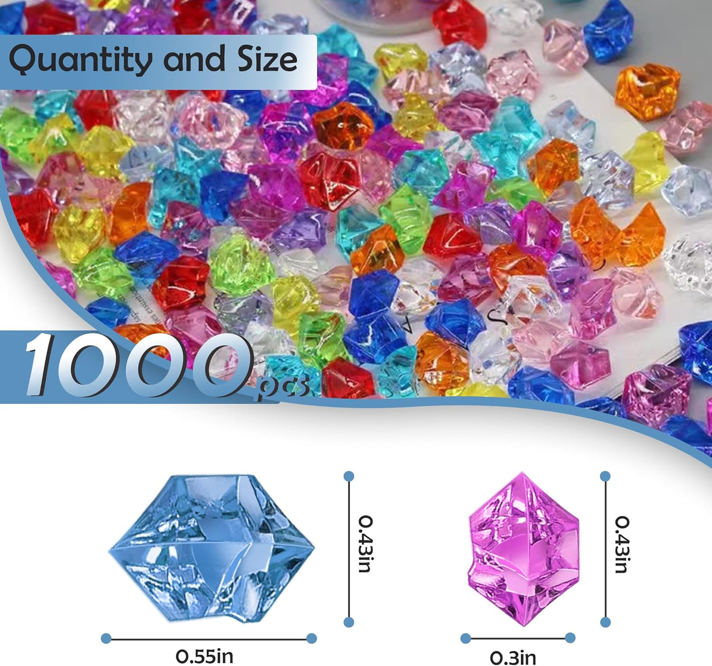 Fake Crushed Ice Cubes 1000pcs Multicolor Acrylic Crystal Rocks Multi Colored Fake Ice Rocks Acrylic Gems Stones for Easter Vase Fillers Mermaid Birthday Party Wedding Floral Arrangement Home Decor
