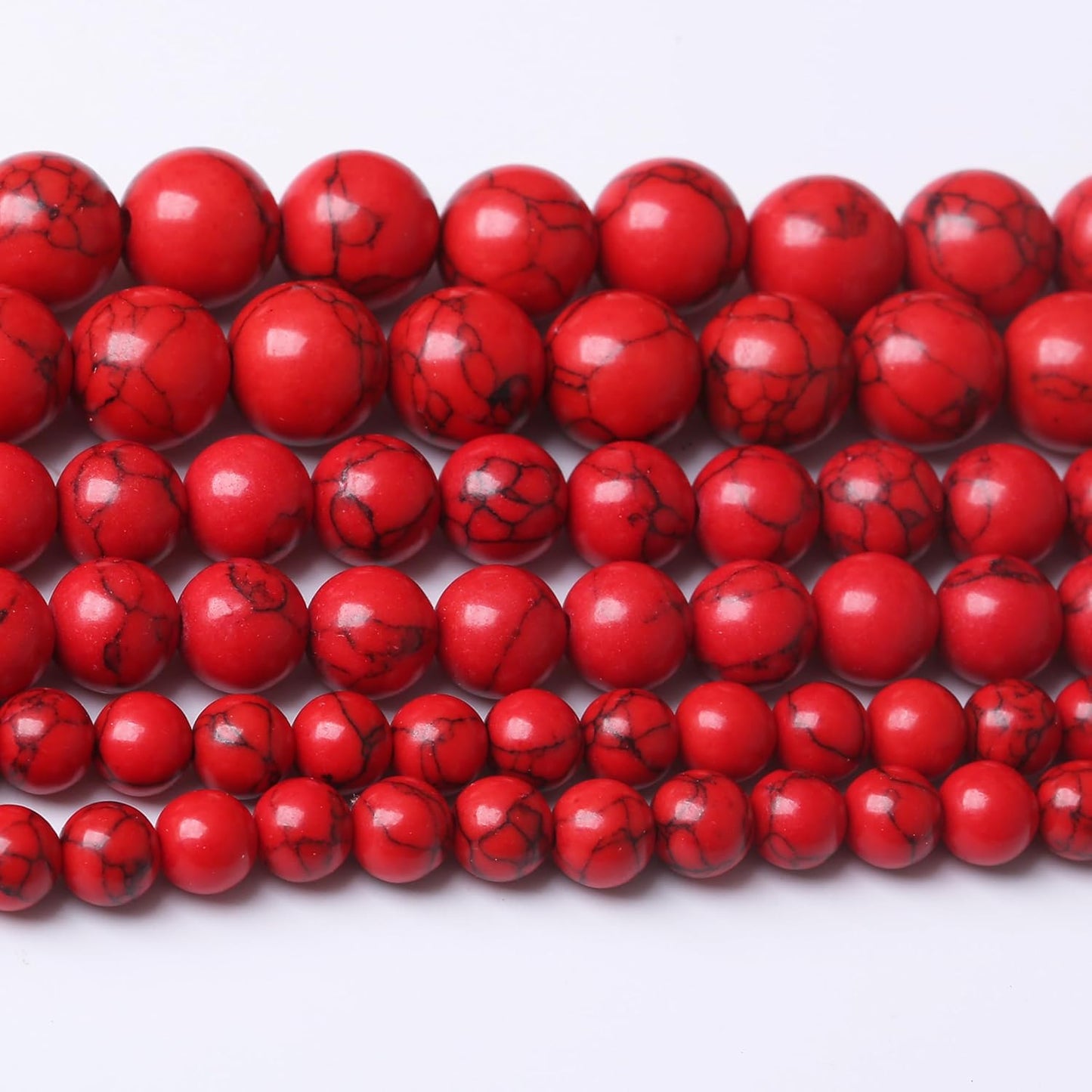Natural Red Turquoise Stone Beads Gemstone Round Crystal Energy Jade Stone Beads for Jewelry Making DIY Bracelet Necklace Jewelry Making 1 Strand 15.5inch 90PCS 4MM