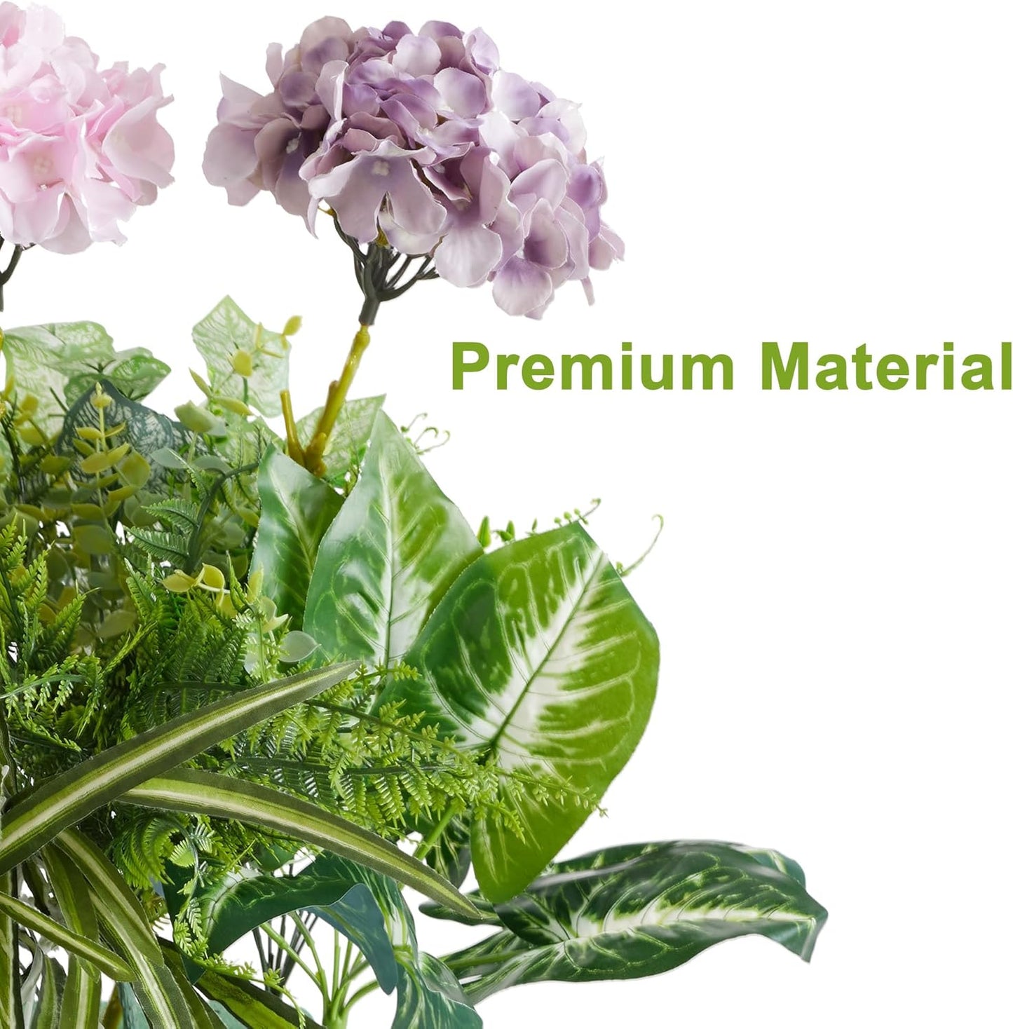 PARTY JOY 18 Bunches Fake Plants Outdoor, Fake Bushes UV Resistant Artificial Flowers Hydrangea Flowers Greenery Shrubs Faux Greenery for Outdoor Garden Patio Front Porch Yard Decor