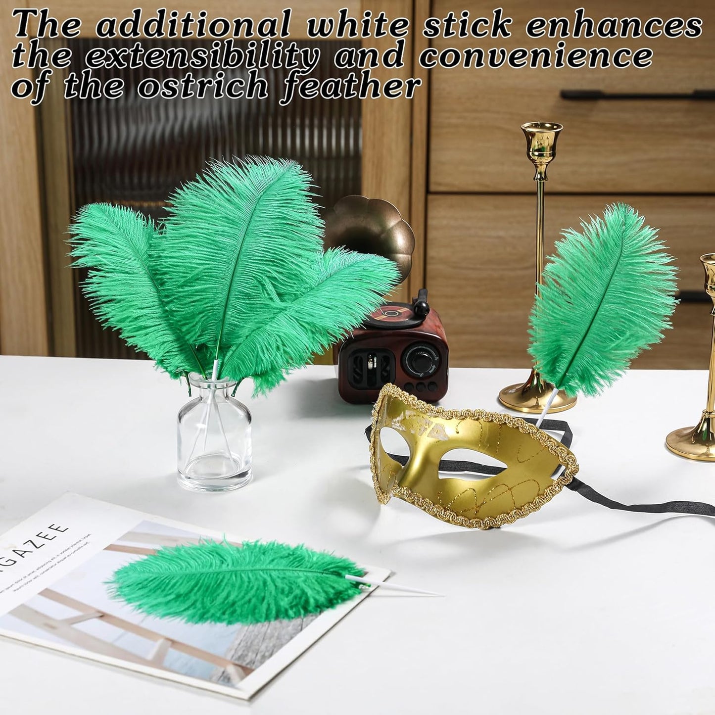 SOGUGOM Green Craft Ostrich Feathers - 30PCS 8-10 inch Ostrich Feathers Kit for Centerpieces, Kindergarten Crafts, Dream Catchers and DIY Projects(Green)