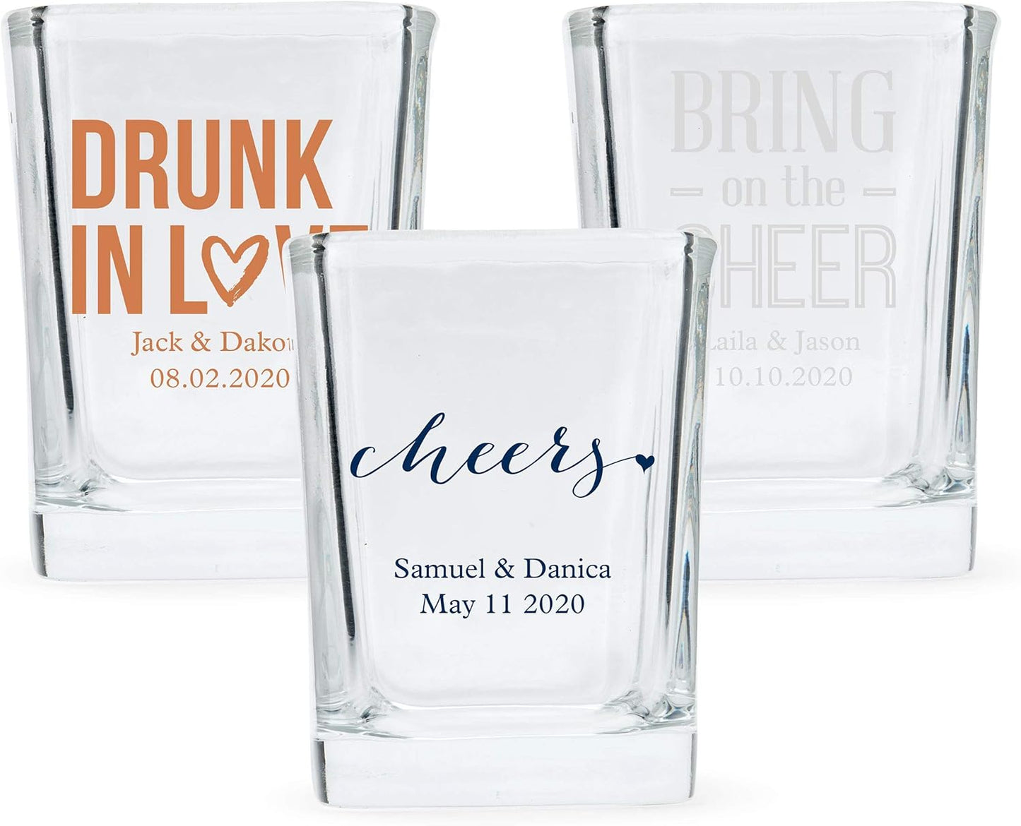 WEDDINGSTAR Personalized 2oz Square Shot Glass Customizable Full Color Print - 24 pack