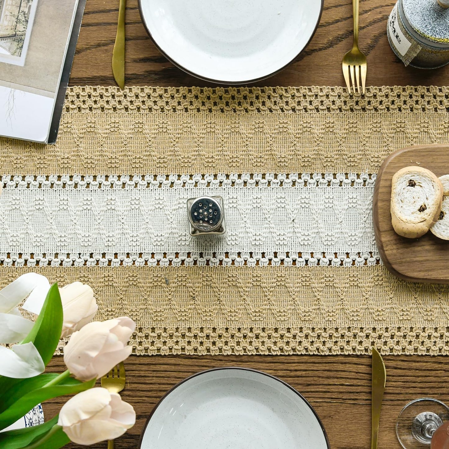 Artoid Mode Burlap Brown Farmhouse Rustic Table Runner, Seasonal Hollow Kitchen Dining Table Decoration for Home Party Decor 12x120 Inch