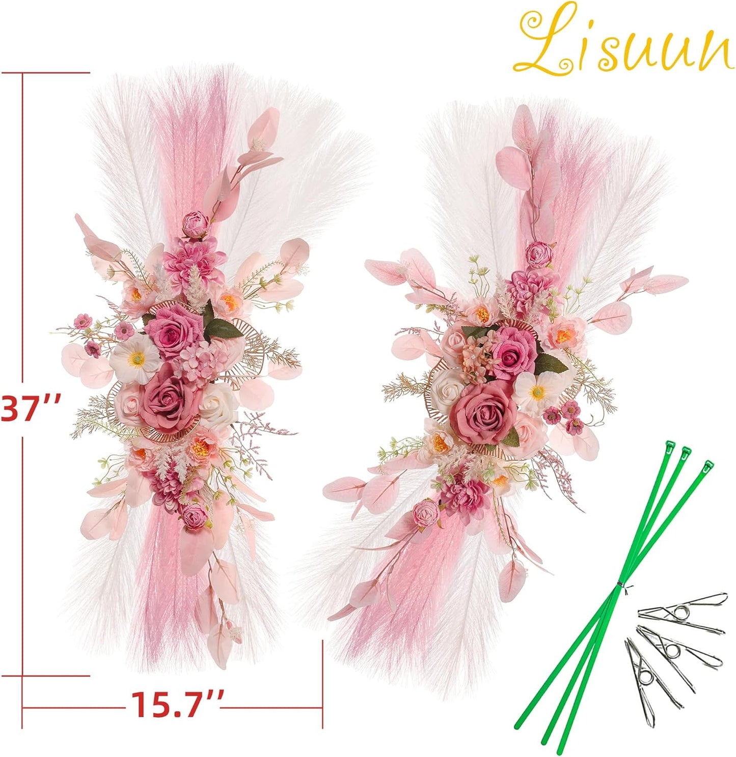 Wedding Arch Flowers, Artificial Flowers for Decoration, Large Flower Swag for Boho Styles Wedding Ceremony Floral Decor - Pack of 2