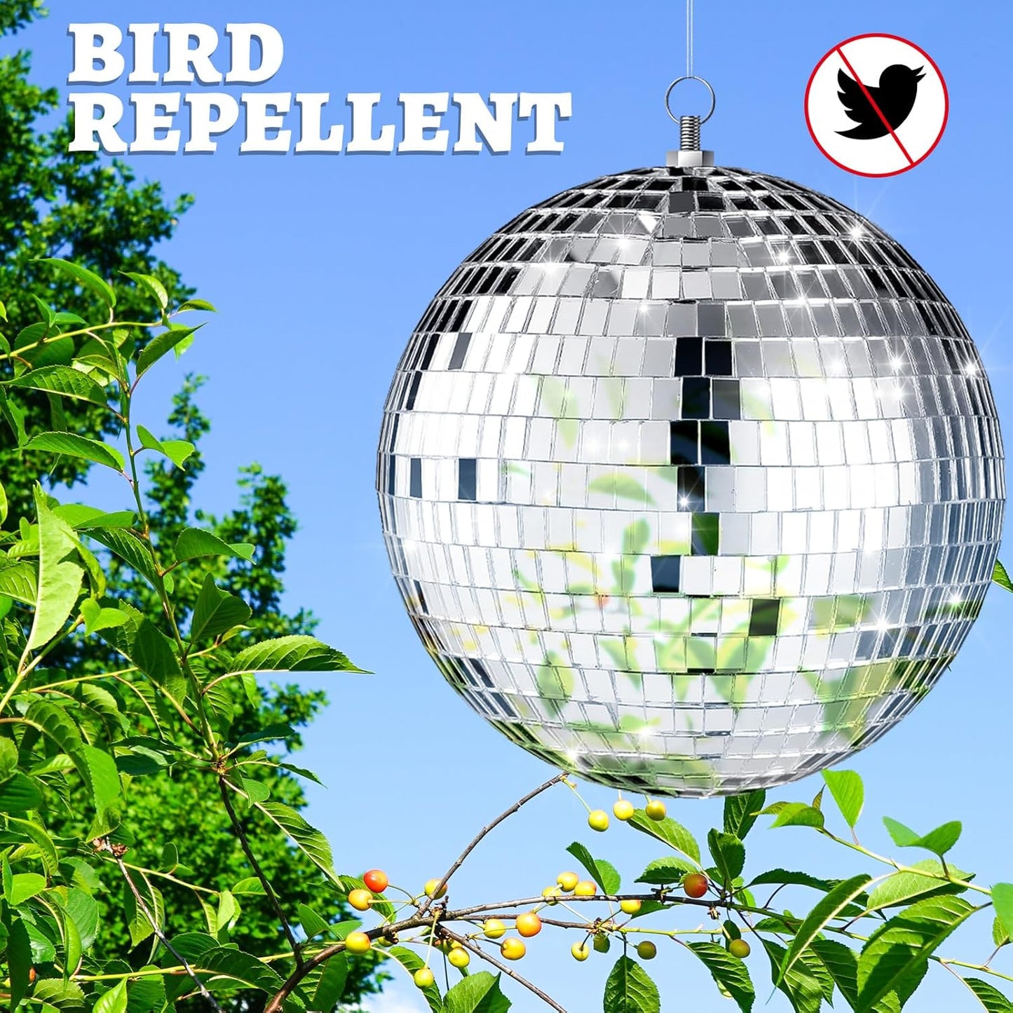 Haull 8 Pcs Large Disco Ball Set Silver Mirror Disco Reflective Ball with Hanging Ring Party Ornament Decoration for Stage Club Ballroom Dance Hall Wedding Prom Props(8'', 6'')