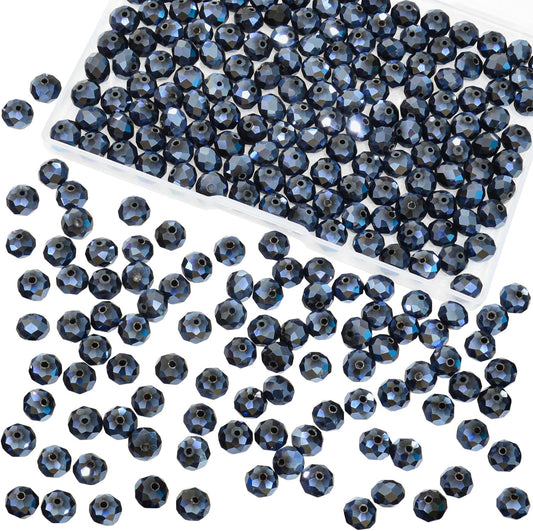 220Pcs 10mm Crystal Glass Beads for Jewelry Making Beads for Bracelets Necklace Pendants Making Supplies(Navy Blue)