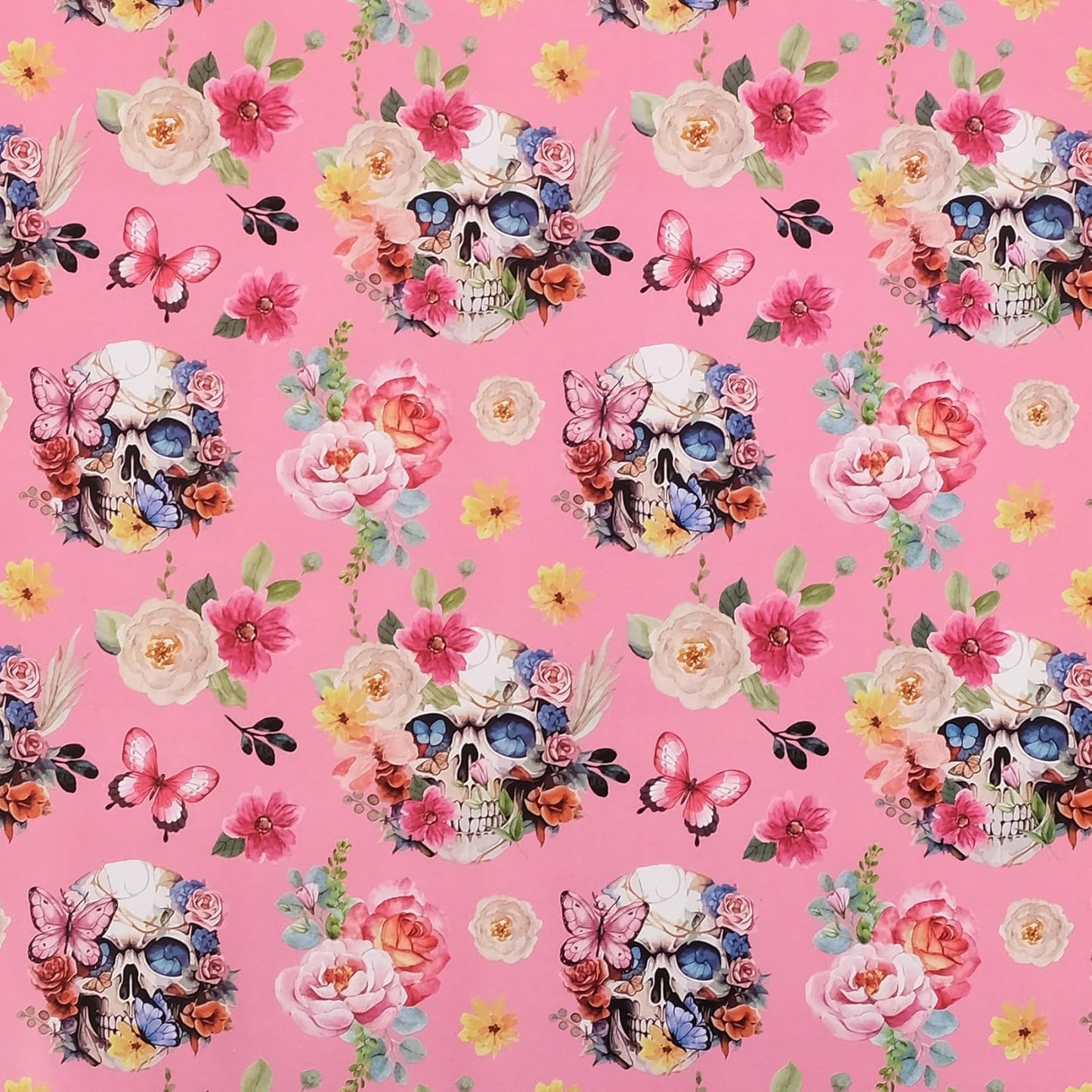 Aimyoo Gothic Wrapping Paper Roll, 17 Inch X 16.5 Feet Skull Floral Butterfly Design Gift Wrap Paper for Mother's Day, Birthday Bridal Shower