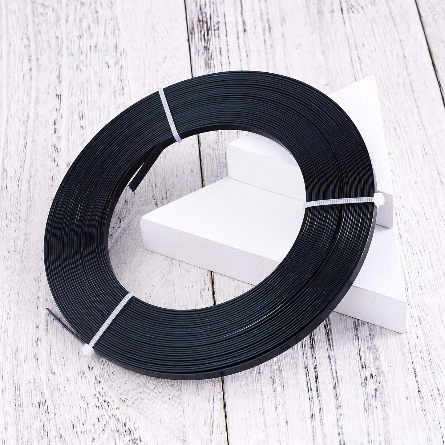 Fashewelry 32.8Ft 5mm Aluminum Flat Wire Black Bendable Metal Craft Wire Strip for Bezel Sculpting Armature Jewelry Making Gem Metal Wrap
