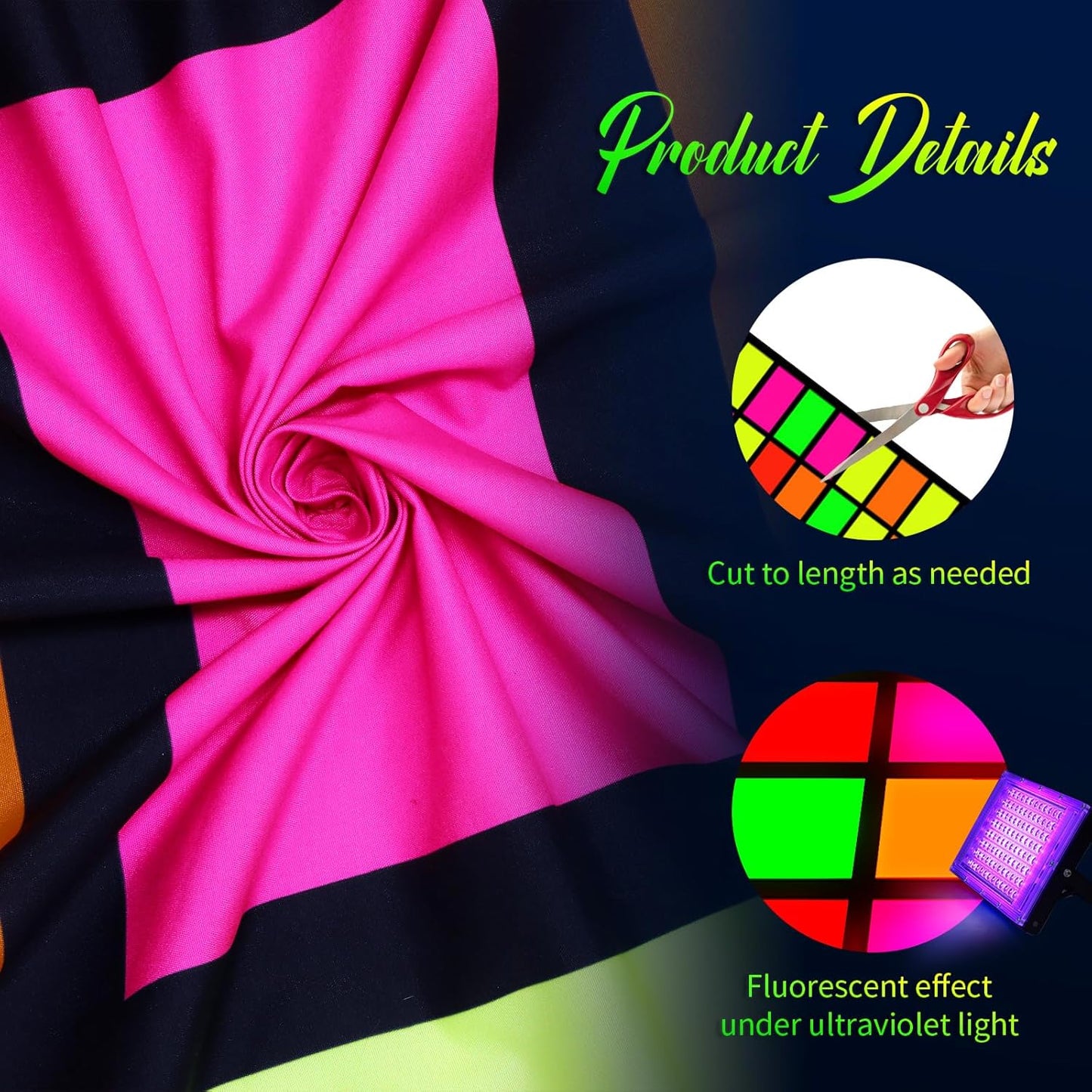 Haull 118 x 39 Inch Neon Light up Dance Floor Glow in The Dark Runner UV Reactive Blacklight Floor Aisle Runner Decor Wall Props for 80s 90s Neon Birthday Party Decorations(Rectangle)