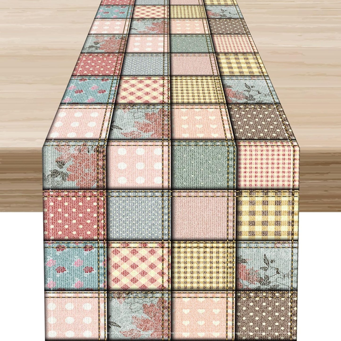 Boho Patchwork Table Runner, Vintage Farmhouse Colorful Wildflowers Bohemian Paisley Flower Table Center Decor for Home Kitchen Dining Patio Holiday Party Indoor Table Decorations, 13"x72" Inch