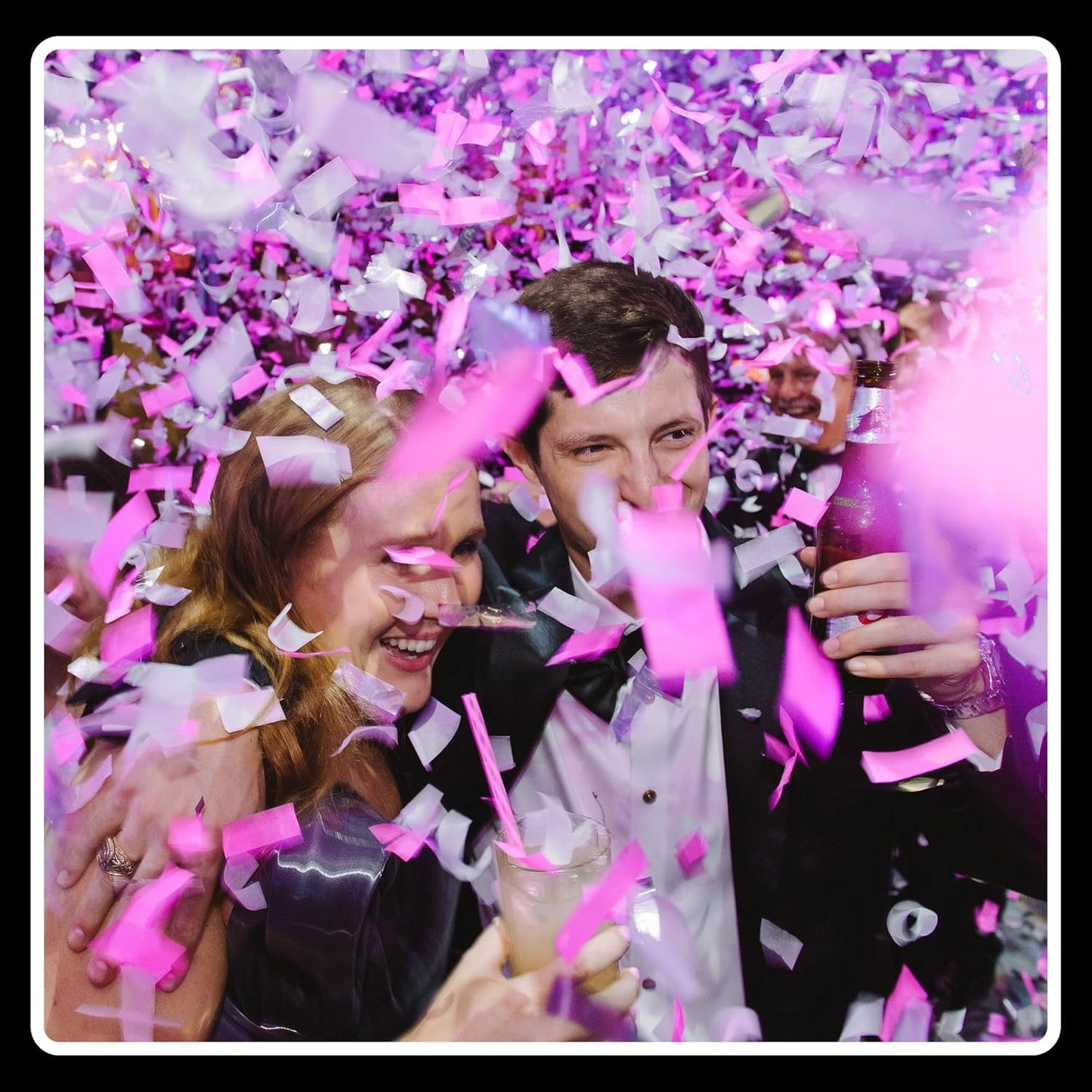 Pink Biodegradable Confetti - Rectangular Fluttering Tissue Paper Confetti for Cannon and Launcher use – Best for Gender Reveal, Wedding, Parties, and Live Events - 1 lb, 16 oz