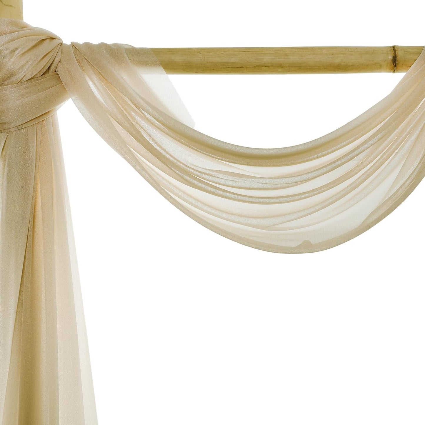 VDS Pack of 2 Panel (30 Inch X 30 Feet) Wedding Arch Draping Fabric Sheer Chiffon Fabric Drapery for Wedding Ceremony Reception Swag Backdrop Canopy Chuppah ARBO Altars Decoration (Champagne)