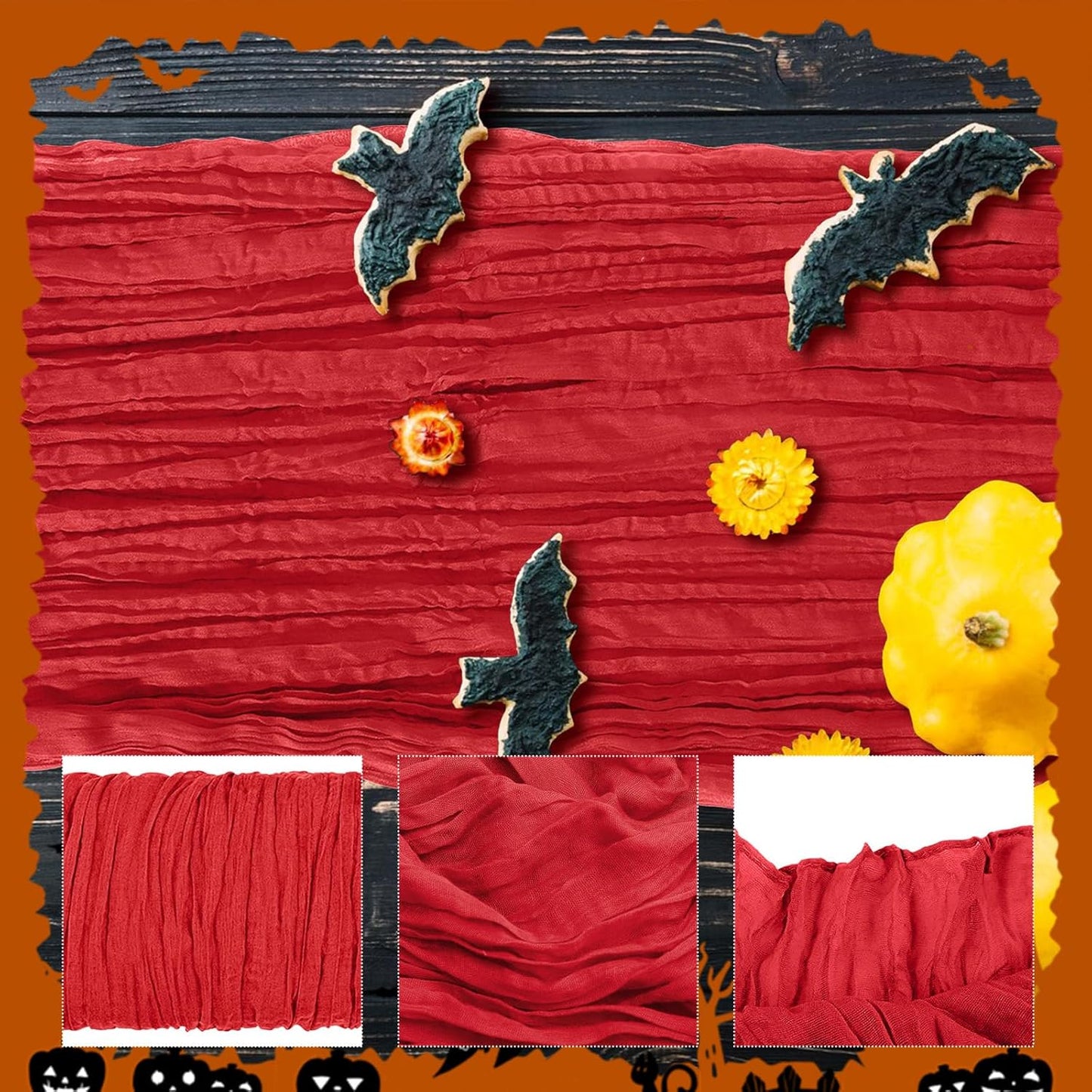 12 Pack Cheesecloth Table Runner 10Ft Christmas Gauze Boho Table Runners for Wedding Decor Bridal Shower Decorations Baby Shower Party(35" x 120")(Red)