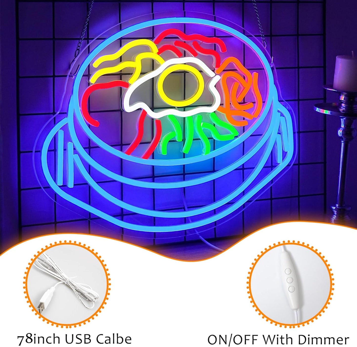 LISIGNVE Bibimbap Neon Sign USB Korean Food Led Light Up Sign Korean Bibimbap Neon Light for Restaurant Kitchen Diner Room Business Wall Decor(16.5”*12.6”)