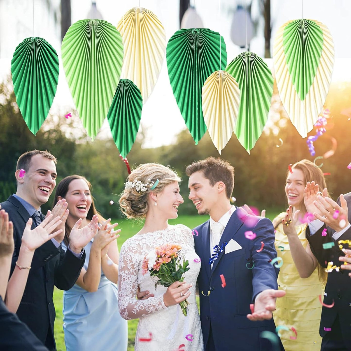 Easy Joy Paper Leaves Decorations for Wall Paper Fans Classroom Decoration Leaves Backdrop Decor Wall Decor,Set of 9