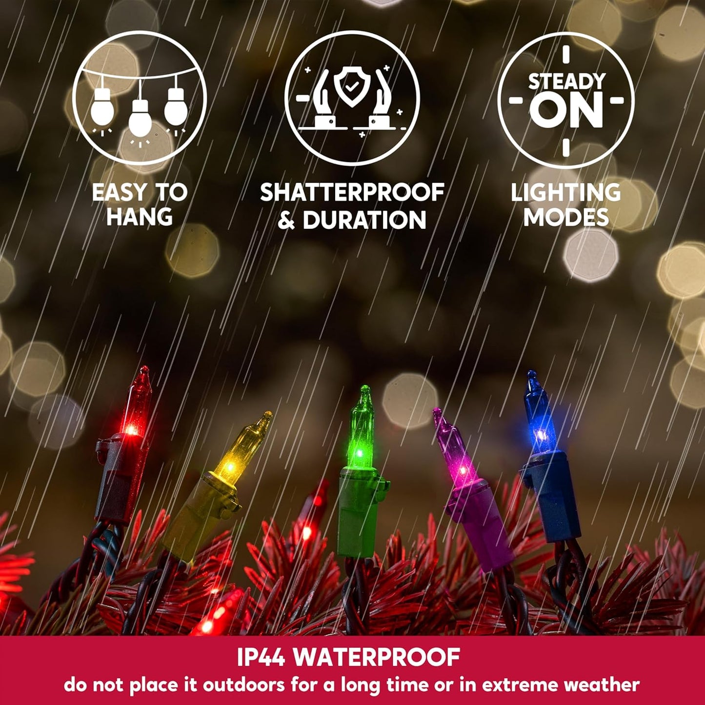 Joiedomi Multicolor Christmas String Lights,300(2x150) 62.4FT Christmas Fairy Tree Lights Plug in for Indoor Outdoor Xmas Decorations Patio Holiday Theme Party Yard House,Green Wire