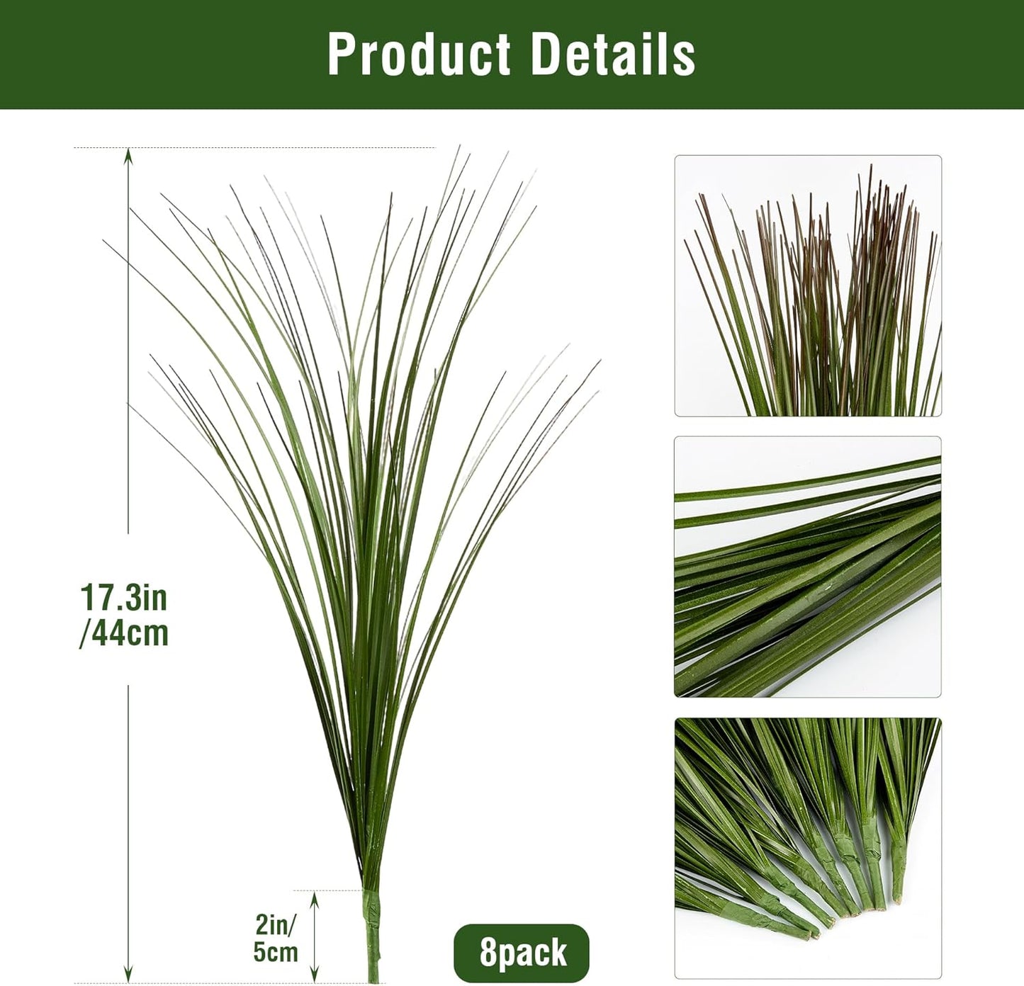 8PCS 17.3" Fake Plants Artificial Wheat Grass Greenery Plastic Plants Fake Grass Artificial Plants for Outdoor Decor Artificial Flower with Greenery Stems for Indoor Home Decoration