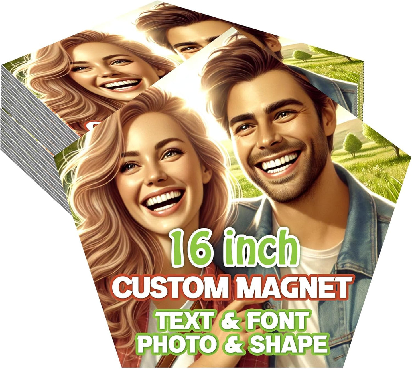 KETABAO – 16" Customized Pentagon Photo Magnets - Personalized Refrigerator and Car Magnets for Home and Office Decor