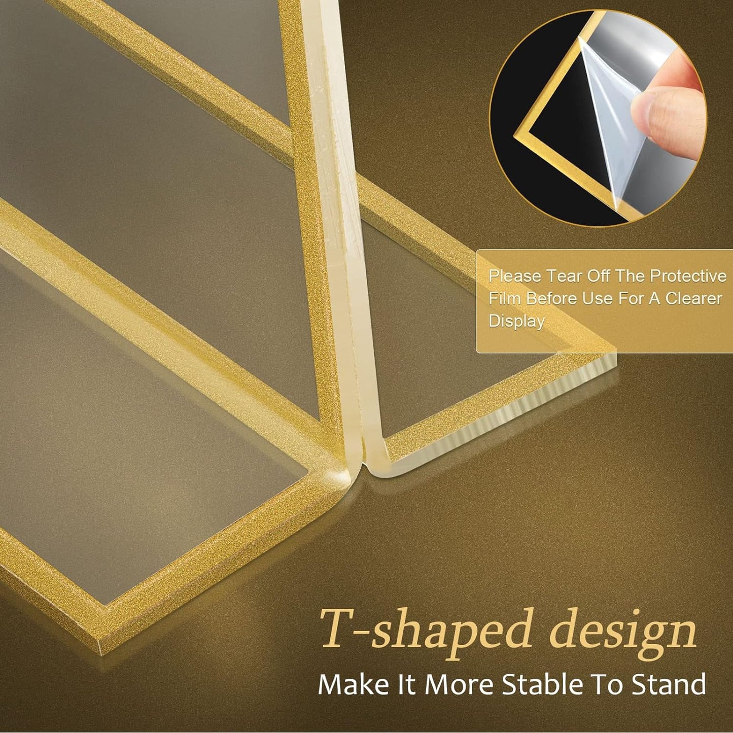 Hoteam 18 Pack Acrylic Sign Holder 4 x 6 Inch Gold Frames Wedding Table Number Holders, Double Sided Picture Frame Clear Display Menu Stand for Home Photo Flyers Wedding Party (Horizontal, Vertical)