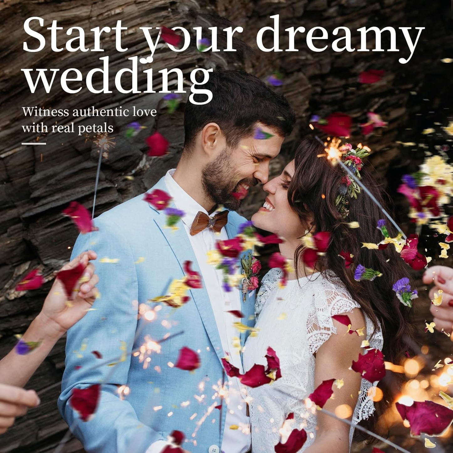 Oning 52 Pack Mix Biodegradable Confetti, Dried Flower Petals, Real Rose Petals for Weddings,Gifts, Wedding Confetti, Wedding Send Off Ideas, Dinner Table Centerpieces