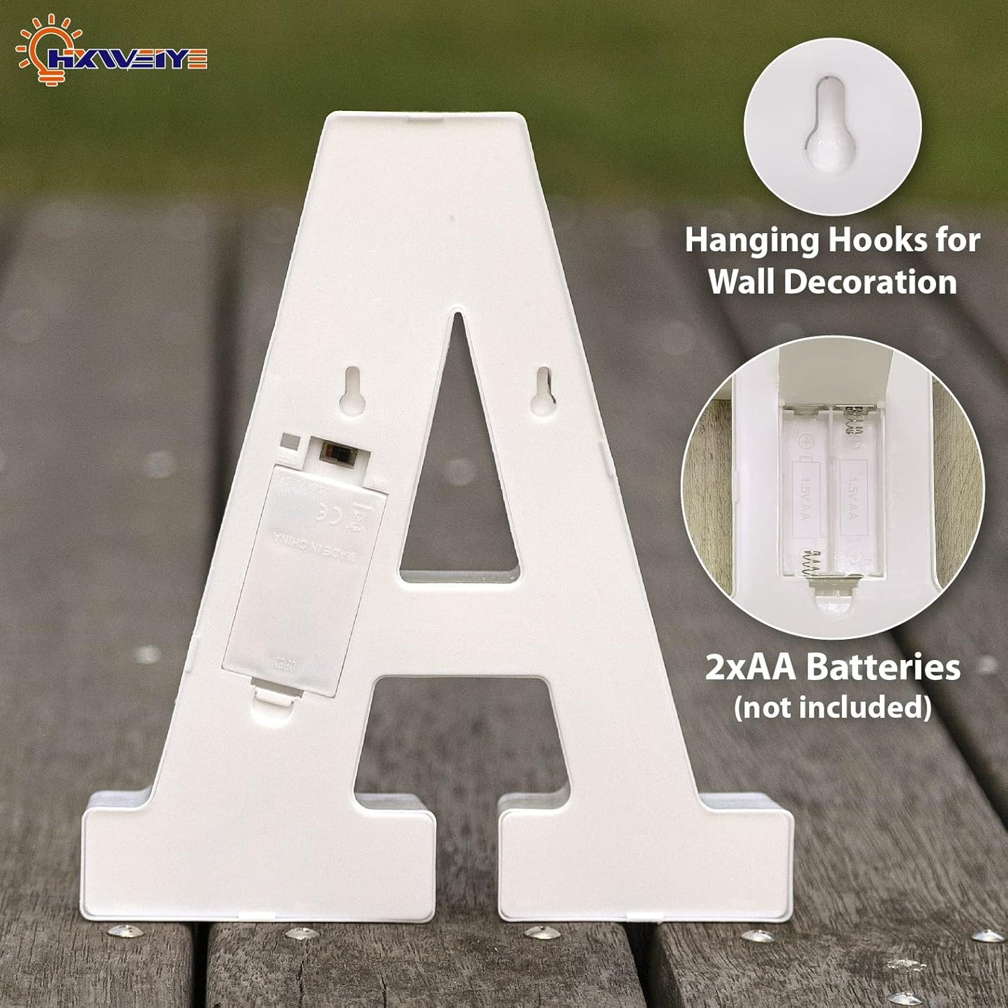 HXWEIYE Light Up Letters A, LED Marquee Letters Lights Sign 26 Alphabet and 10 Number Big Light Letter for Party Birthday Bar Battery Powered Christmas Decor Letter Lights (Warm White)