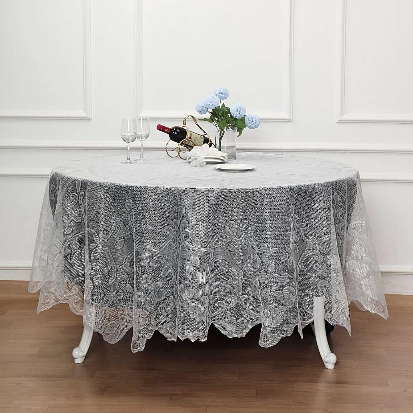 Tableclothsfactory 90" Ivory Premium Lace Round Tablecloth for Banquet Party Wedding Event Home Decor