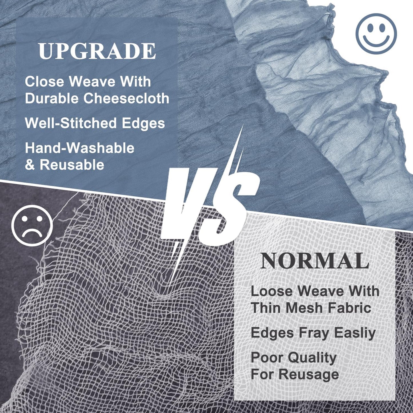 Asee'm 6pcs Cheesecloth Table Runner 120 Inches Long Dusty Blue Boho Gauze Cheese Cloth Runner 10FT Rustic Sheer Table Runners for Christmas Wedding Party Baby Shower Spring Easter Decoration