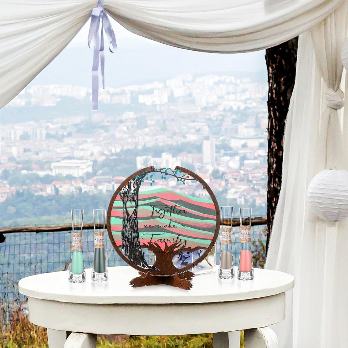 Anglechic Wedding Unity Sand Blended Family Sand Ceremony Kit Set Rustic Wedding Unity Ceremony Decorations for Bridal Shower Party Reception