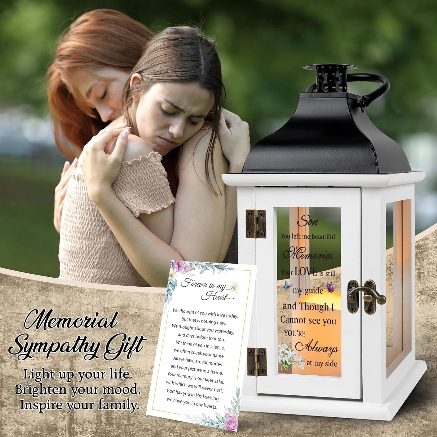 Memorial Lantern for Loss of Son in Memory of Son Bereavement Gifts Loss of Son Sympathy Gift for Mother Remembrance Gifts Memorial Gifts with LED Candle