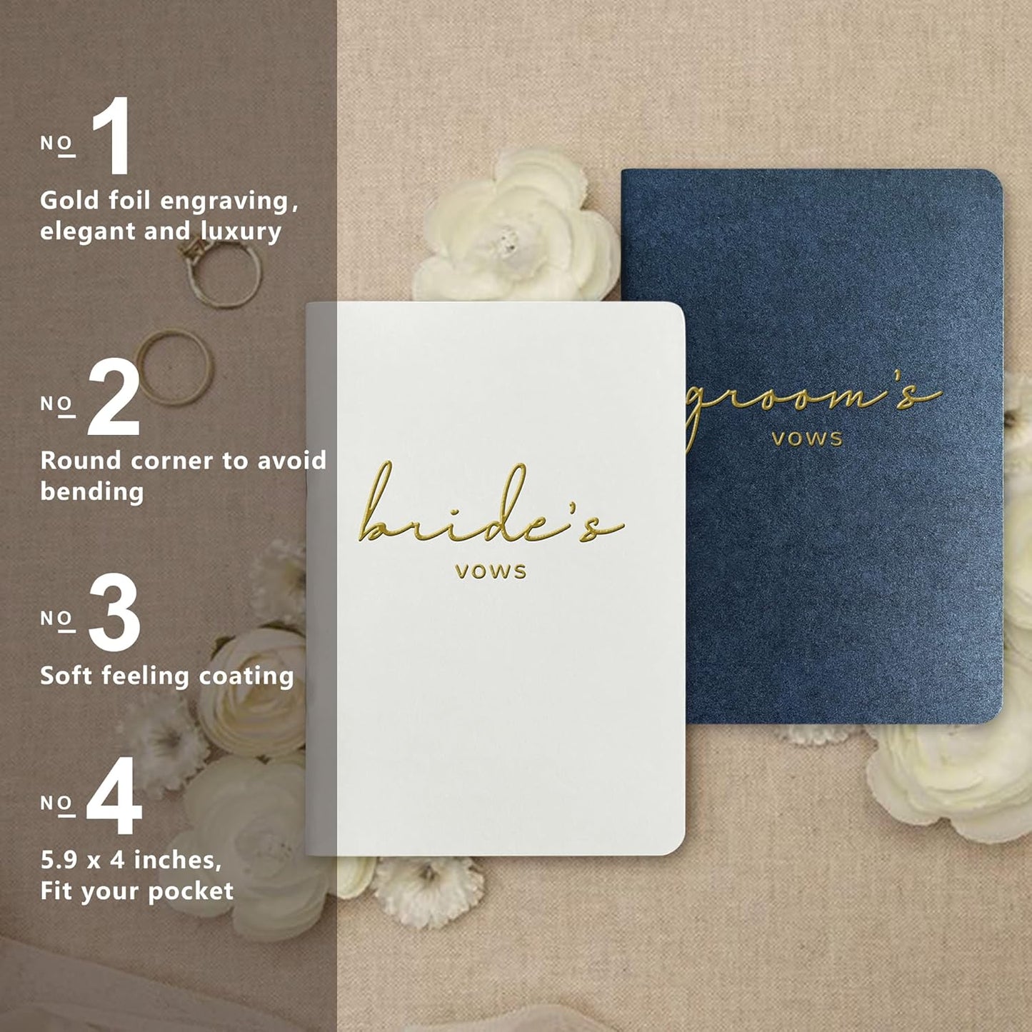 Vow Books His and Hers Wedding Vow Books Bride and Groom Vow Books Wedding Essentials Wedding Accessories(XZ-GB-Navy)