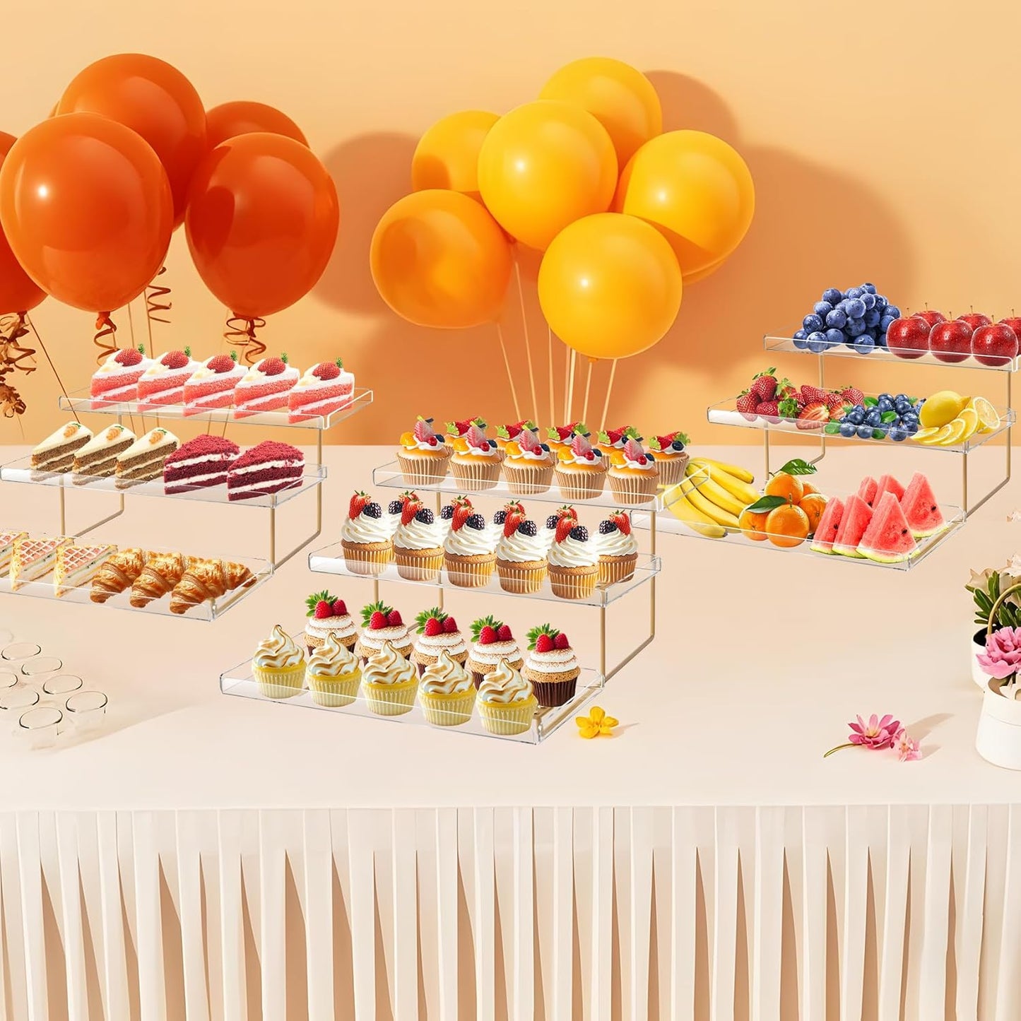 3 Tier Serving Tray Set for Entertaining, Acrylic Wedding Dessert Table Display Set, Cupcake Stand Buffet Risers for Birthday Party Baby Shower (Large)