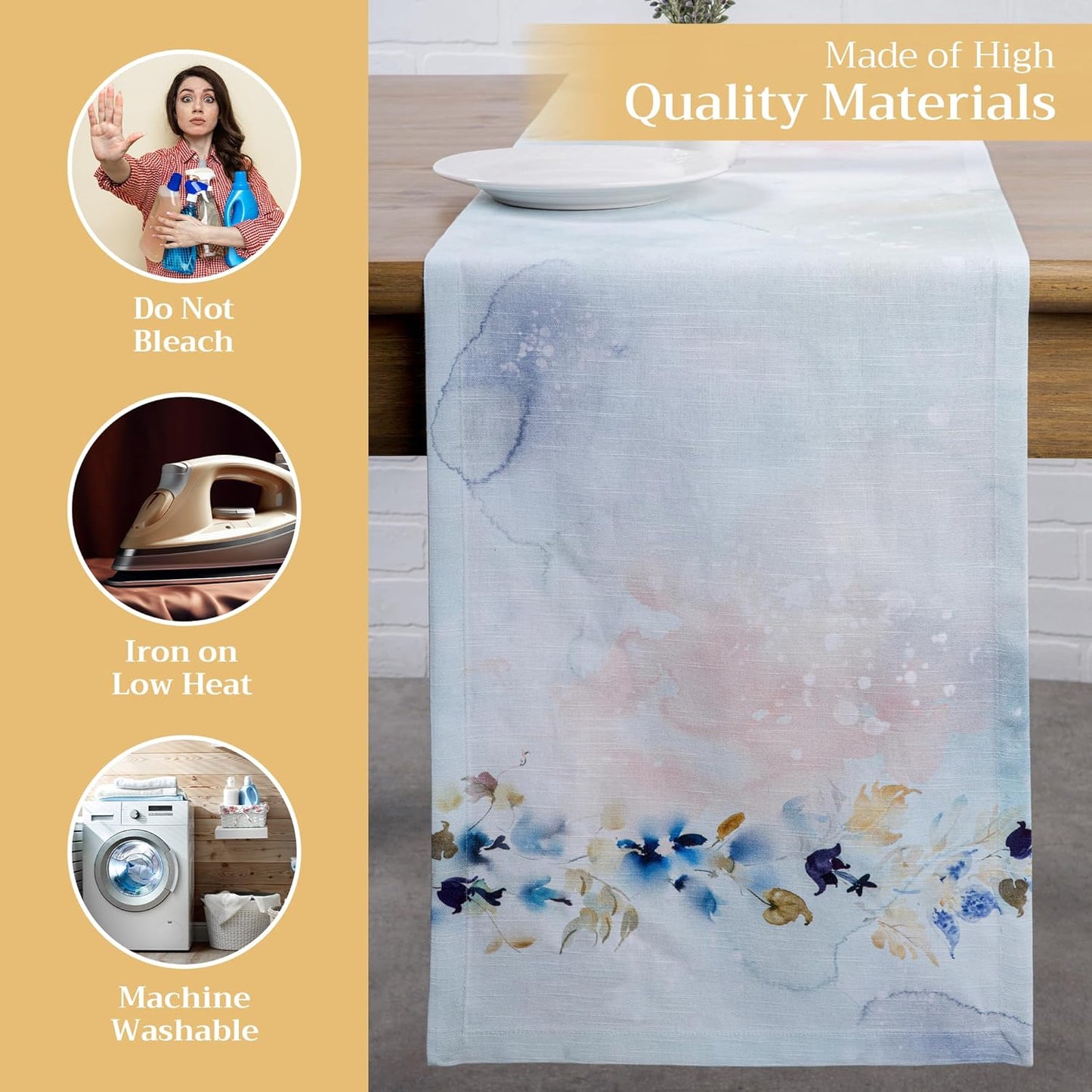 Maison d' Hermine Table Runner 100% Cotton Single Layer Table Runners 108 inches Long Decorative for Home Kitchen Dining Party Wedding Bridal Shower Spring Summer (Lazy Summer Days, 14.50" x 108")