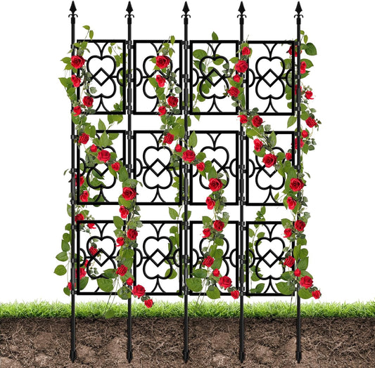 4 Sets Garden Trellis for Climbing Plants, Kalolary 5.5FT Plastic Love Screen Plant Trellis Frame for Potted Plants Rustproof Thicken Cucumber Trellis Stand for Vines Flowers Vegetable Indoor Outdoor