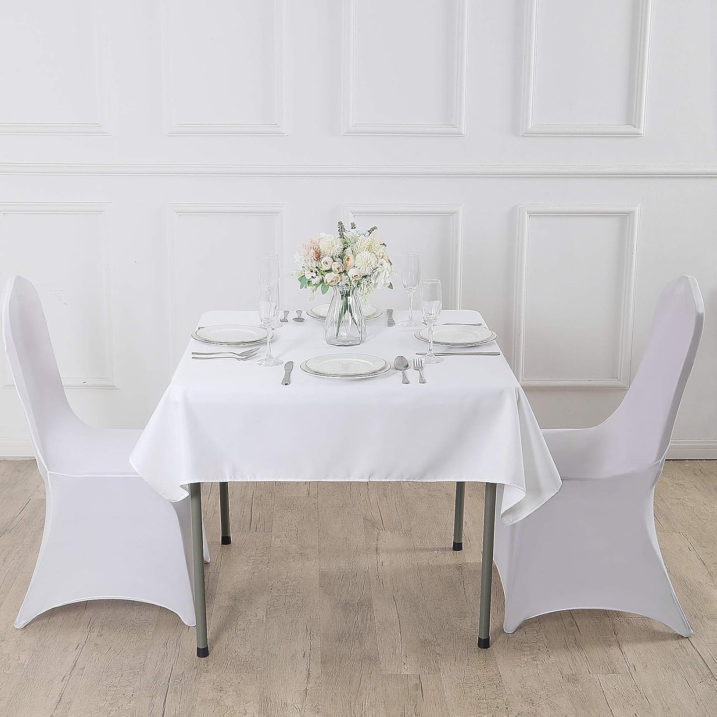 Cupuamon Square Tablecloth 90x90 inch Washable Polyester Fabric Table Cloth for Wedding Party Dining Banquet Decoration（90x90,White）