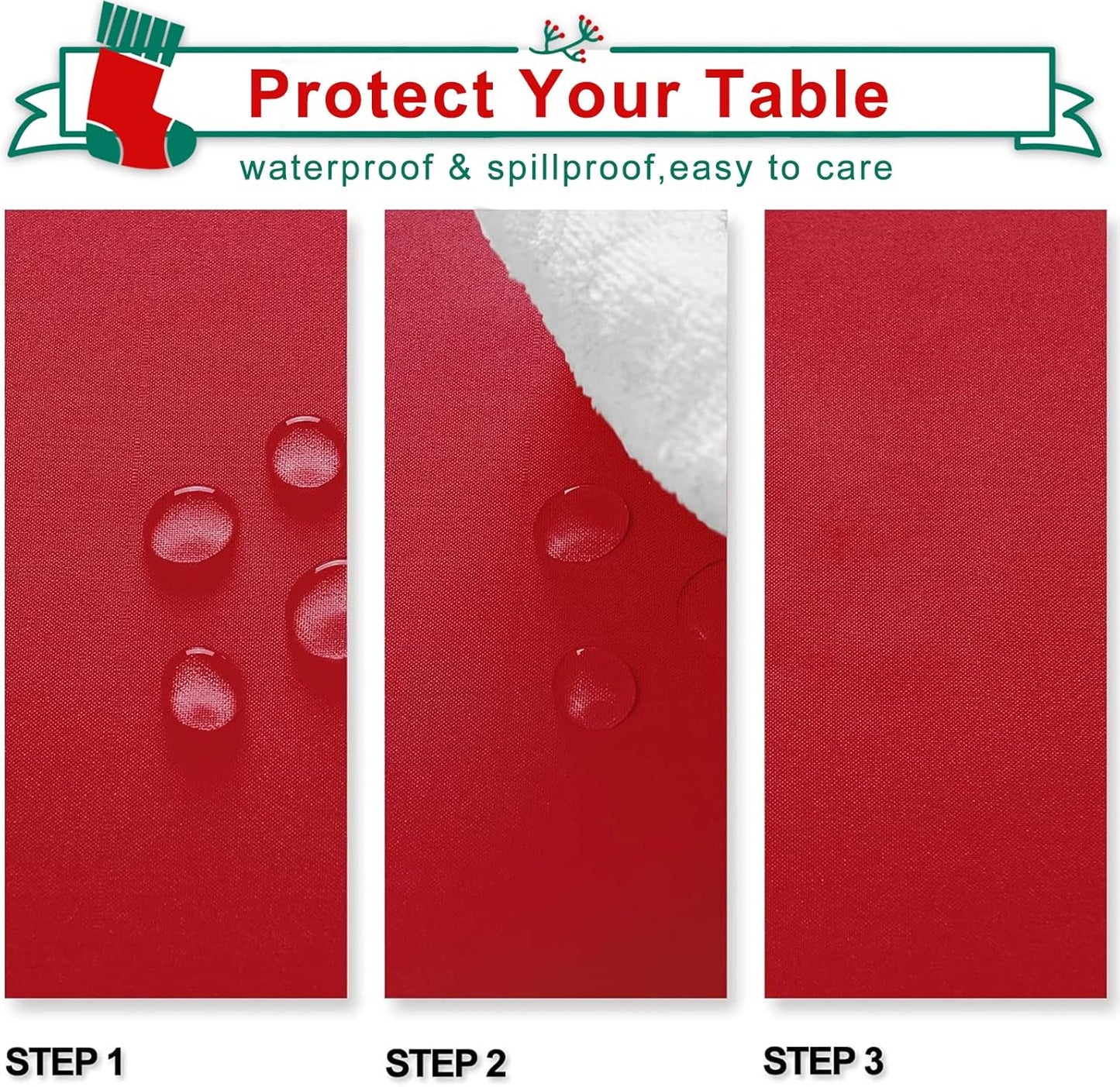 Hiasan Red Tablecloth Rectangle - Wrinkle Resistant and Waterproof Dining Room Washable Christmas Table Cloth, Polyester, 54 x 80 Inch