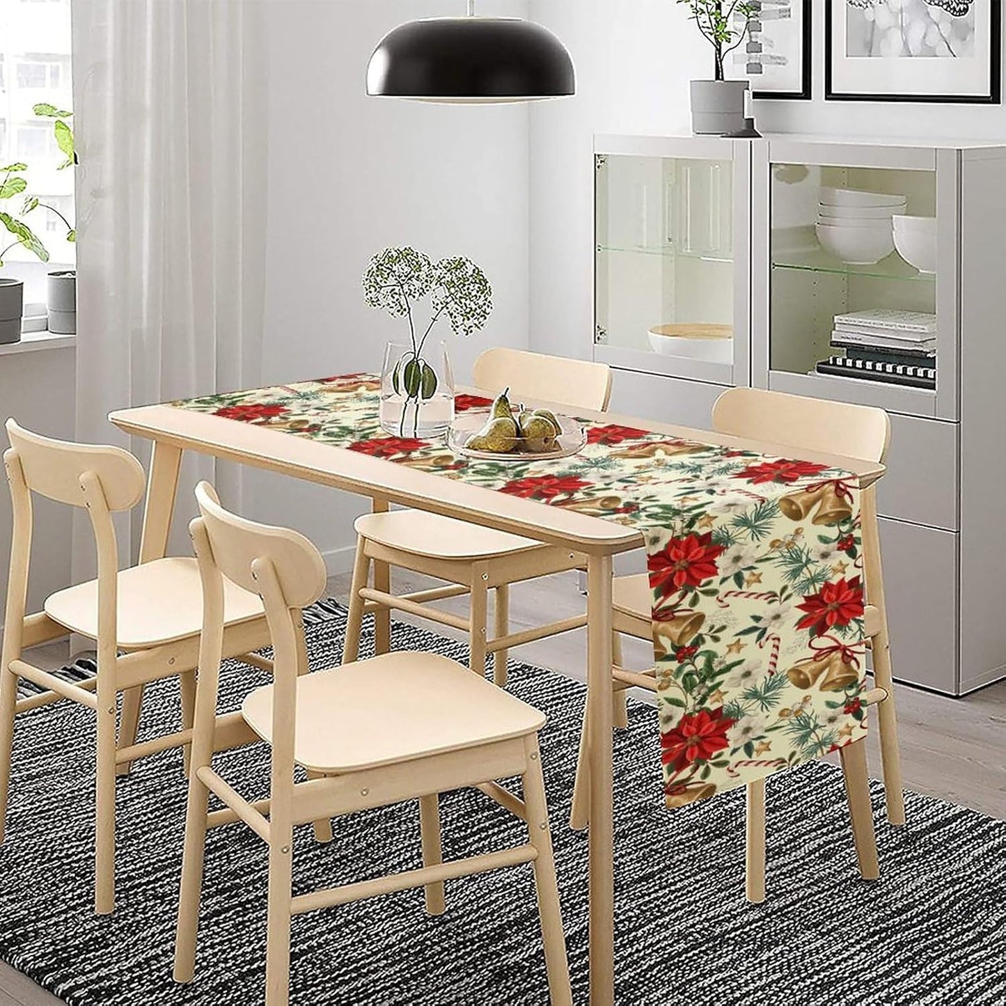 Christmas Table Runner, Seasonal Winter Xmas Holiday Kitchen Dining Table Decoration for Home Party Decor 13x108 Inch