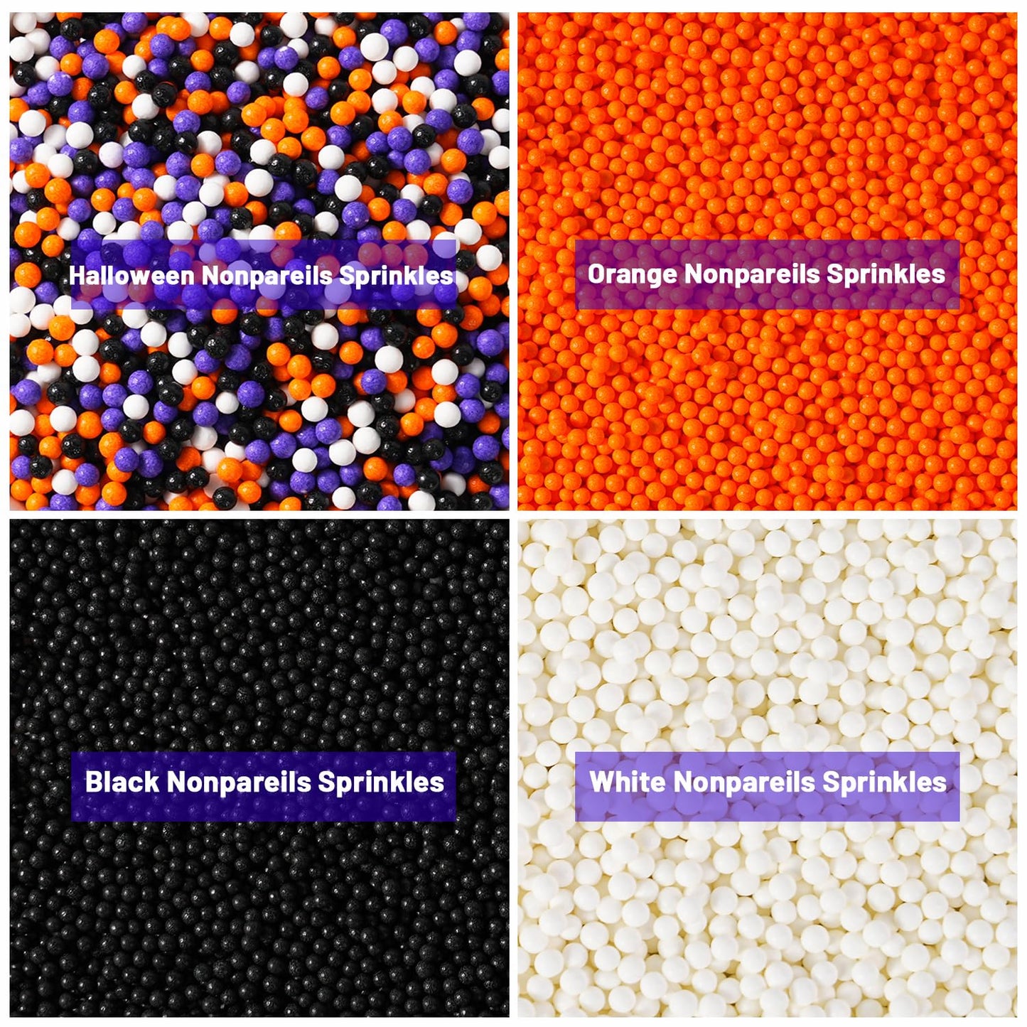 Edible Black Sprinkles, Black Nonpareils Sprinkles, 2mm Edible Pearls for Cakes, Cupcakes, Macarons, Donuts, Cakesicles, Perfect for Halloween (120g/4.23oz)
