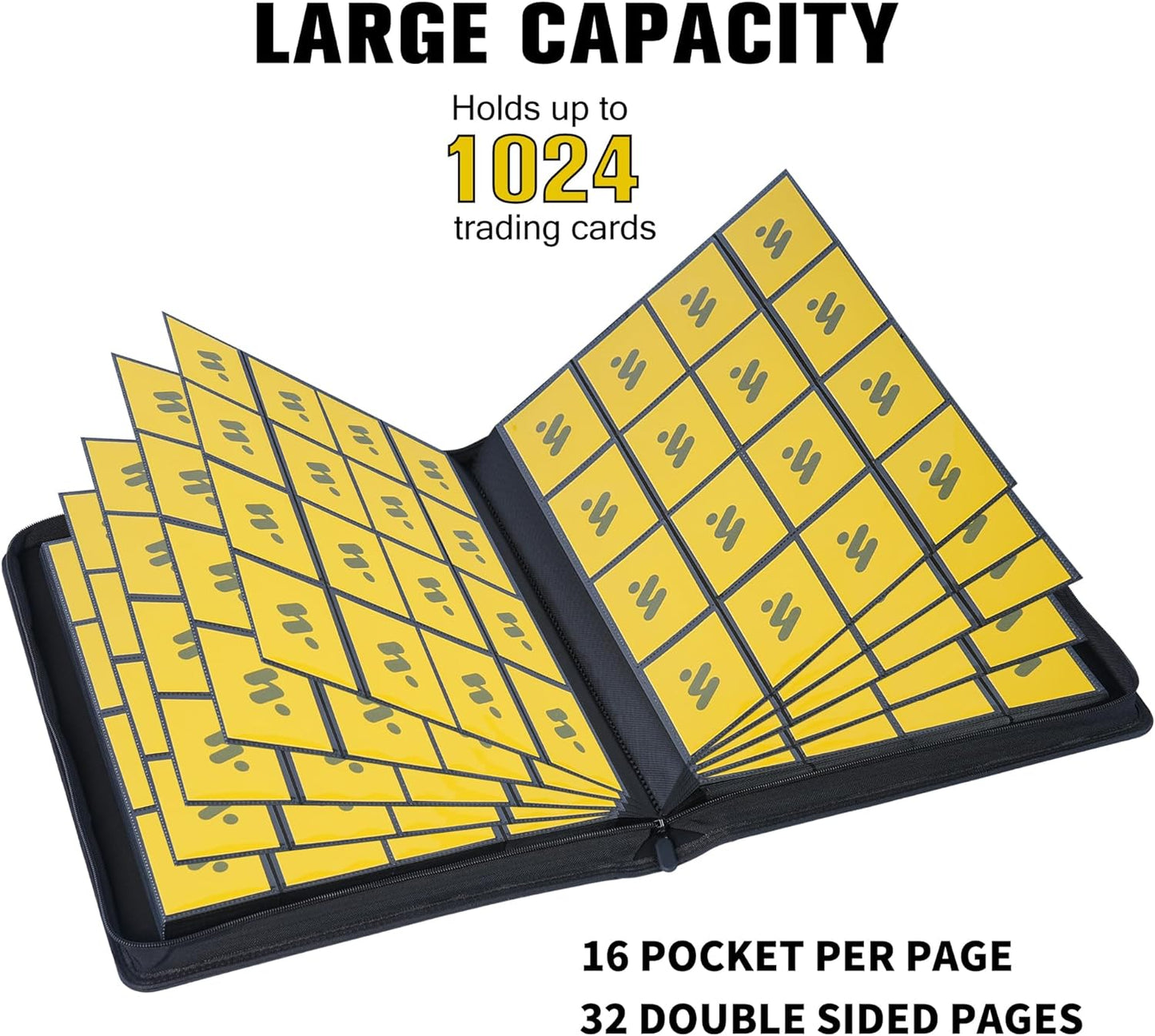 Premium 1000+ Pockets Card Binder,16 Pockets Trading Card Binder Ringless Side Loading Trading Card Album Folder for TCG -Dark Green