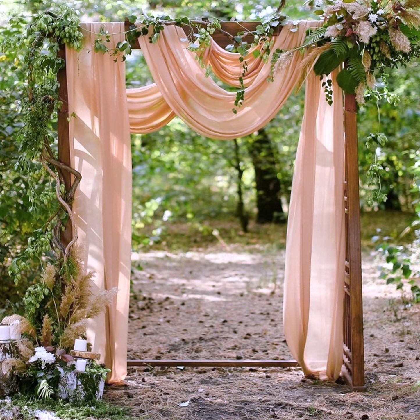 Blush Wedding Arch Draping Fabric Sheer Arch Drapes Backdrop Curtain for Ceremony Party Wedding Decor 19Ft Length x 28" Width 1 Panel