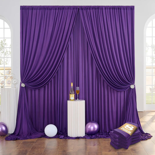 8 Panels Purple Backdrop Curtains for Party Background, Wrinkle Free Purple Photo Backdrop Drapes Back Drop Cloth for Wedding Birthday Photography Baby Shower Decor, 40ftx10ft