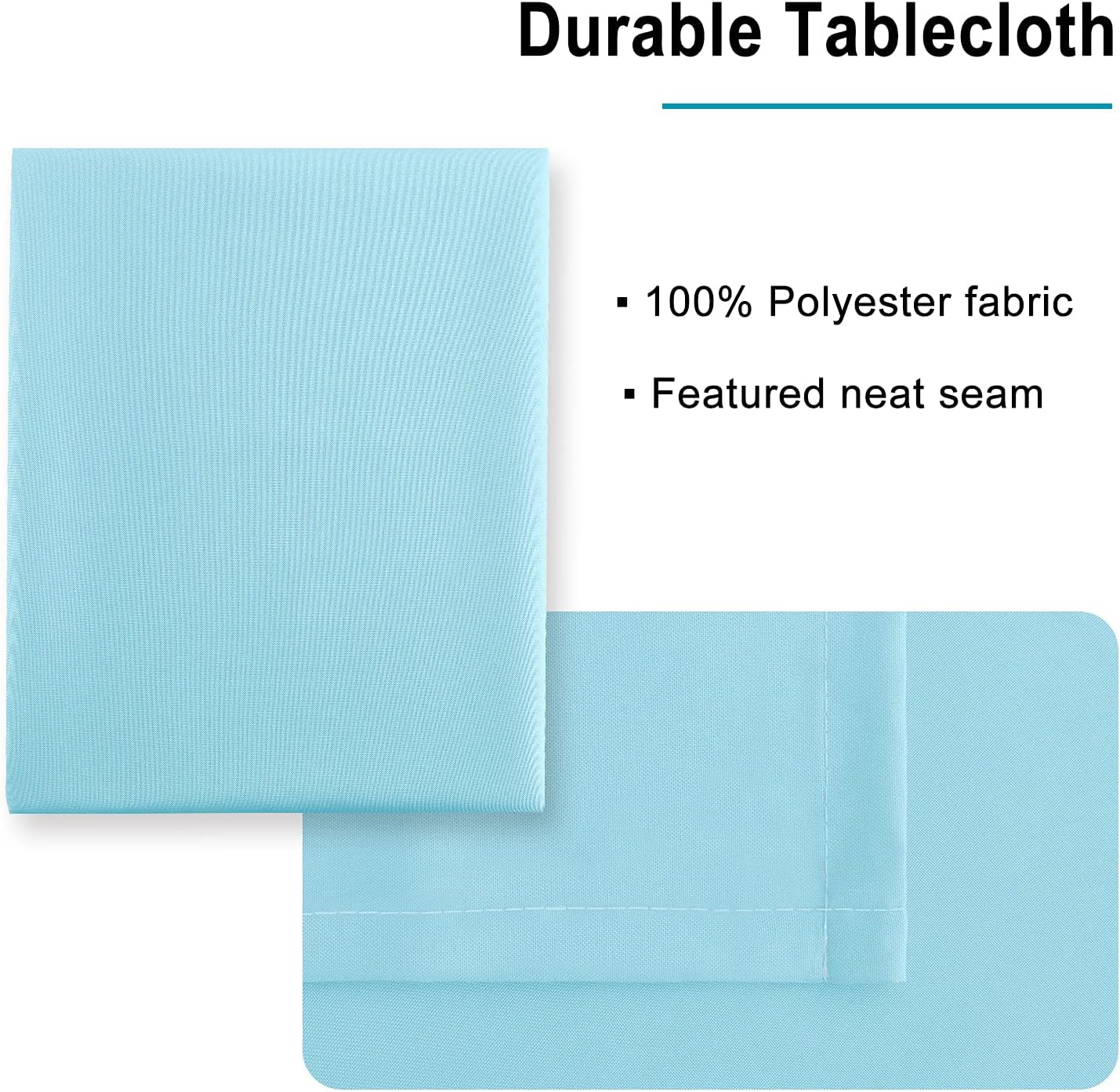 Hiasan Waterproof Tablecloth Rectangle - Washable Fabric Table Cloth for Dining Room Kitchen Birthday Party and Outdoor Use, Sky Blue, 54 x 108 Inch