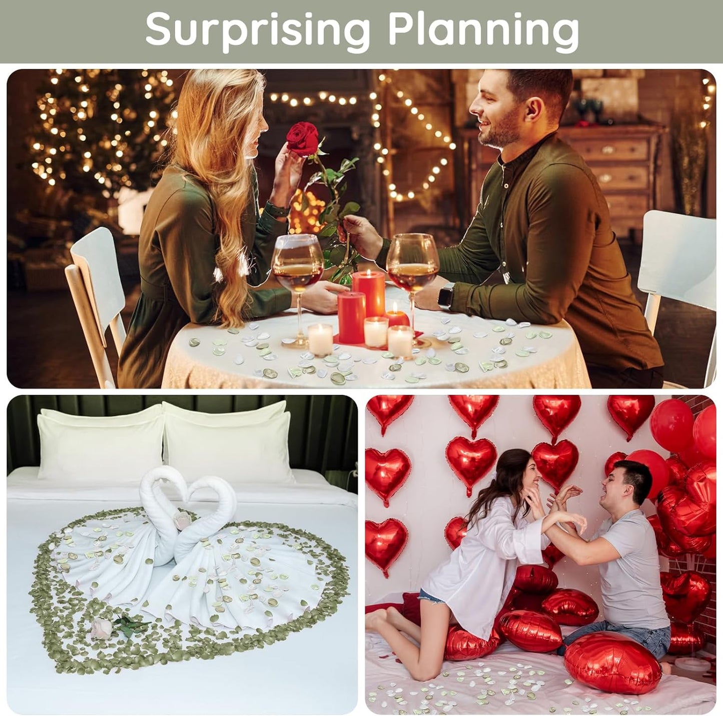 Suream 600 Pieces Rose Petals for Decoration, Avocado Green Scatter Petals for Wedding Aisle Scatter, Flower Petals Decrations for Flower Girl Basket Birthday Party Romantic Night Home Decor