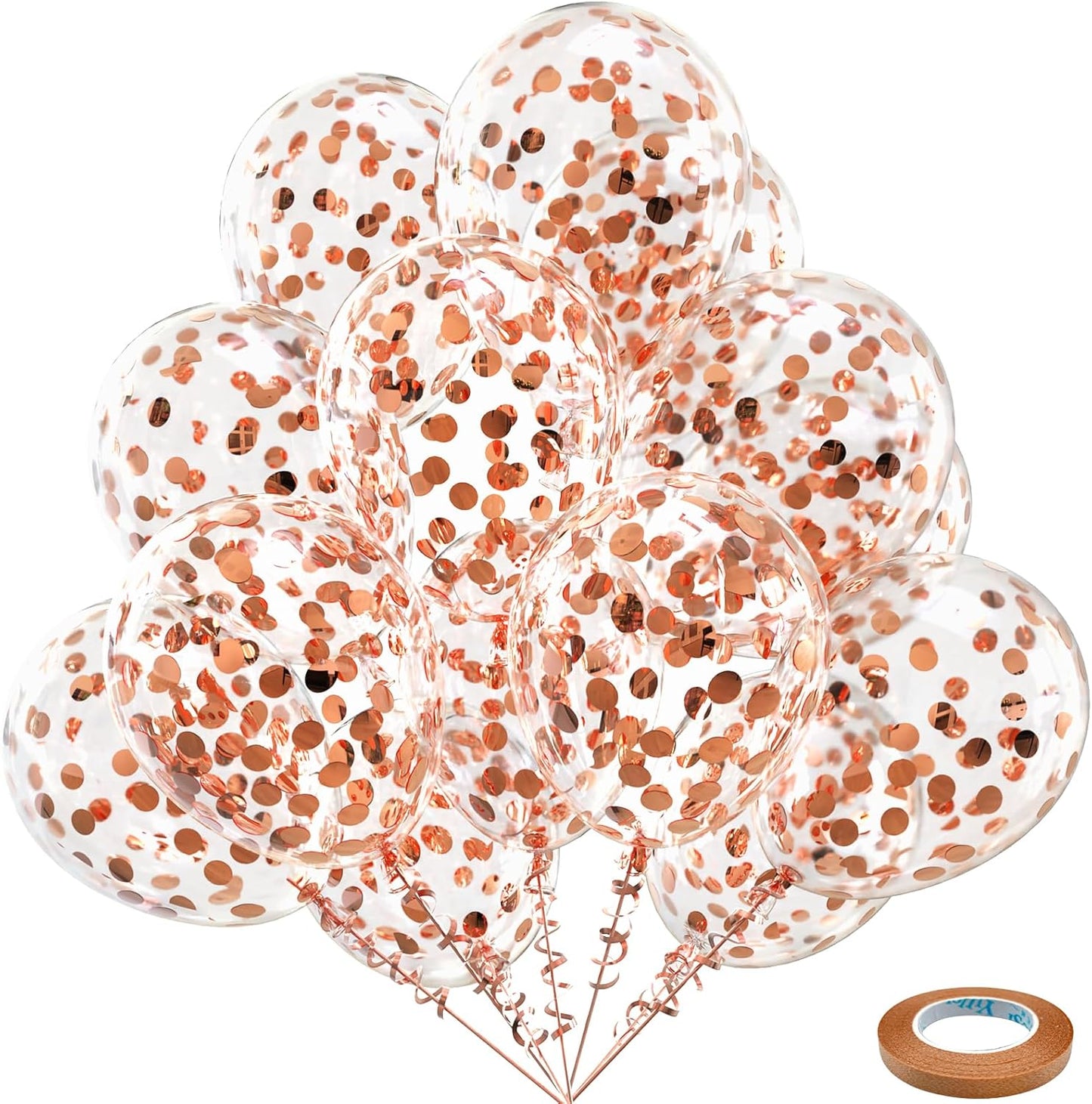 Bezente Rose Gold Confetti Latex Balloons - 60 Pack 12 inch Helium Rose Gold Confetti Balloons for Wedding Birthday Anniversary Bridal Shower Party Decorations