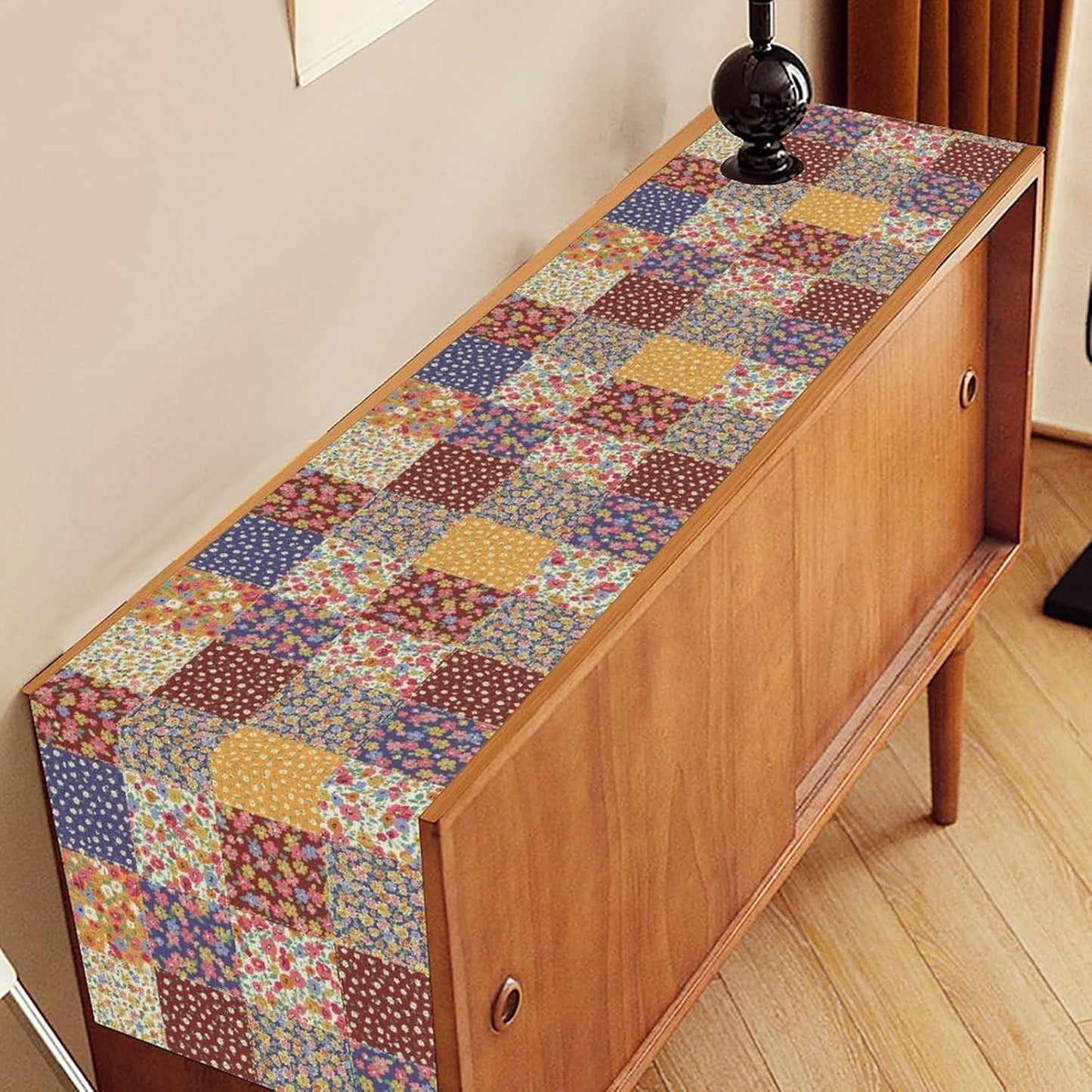 Patchwork Floral Table Runner, Boho Vintage Farmhouse Bohemian Paisley Colorful Flower Table Center Decor for Home Kitchen Dining Patio Holiday Party Table Decorations, 13"x72" Inch