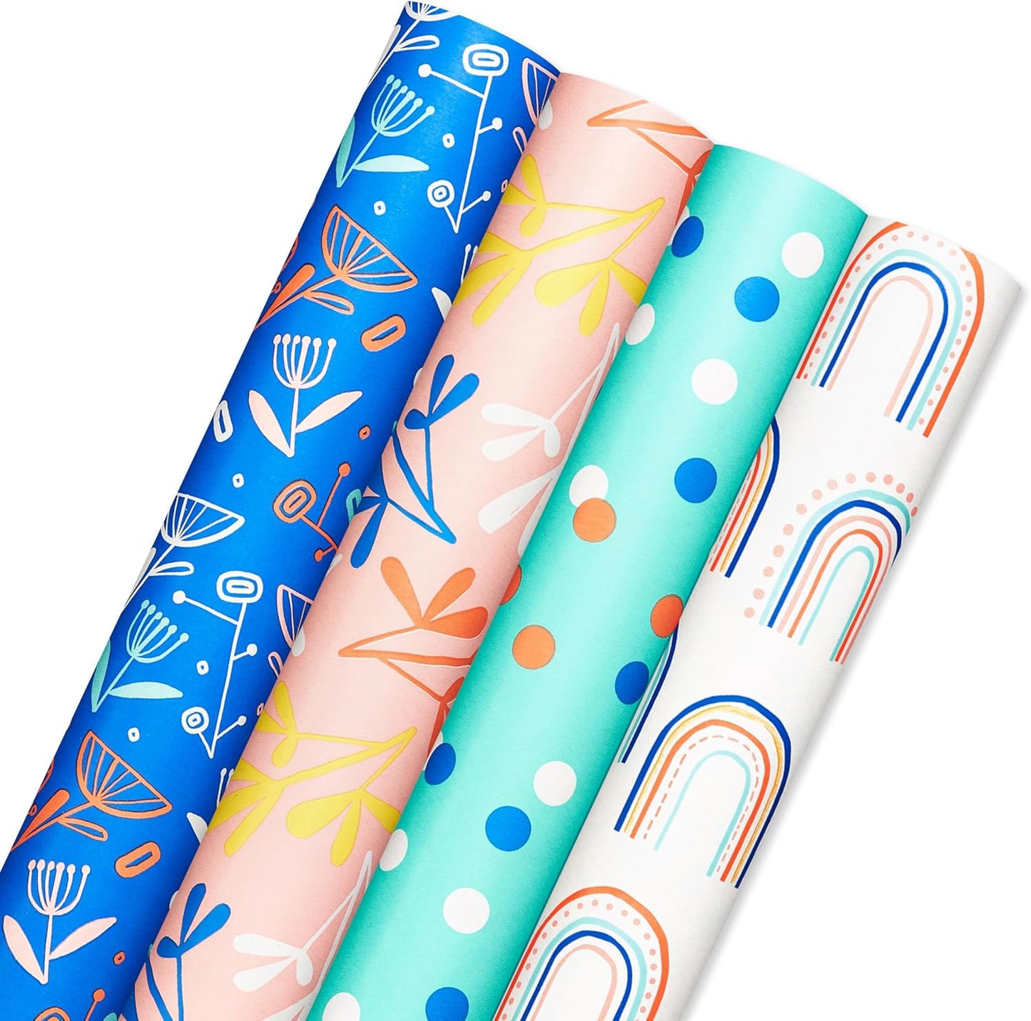 American Greetings 160 sq. ft. Reversible Wrapping Paper Bundle for Birthdays, Anniversaries, Weddings and All Occasions, Sprinkles and Daisies (4 Rolls, 30 in. x 16 ft.)