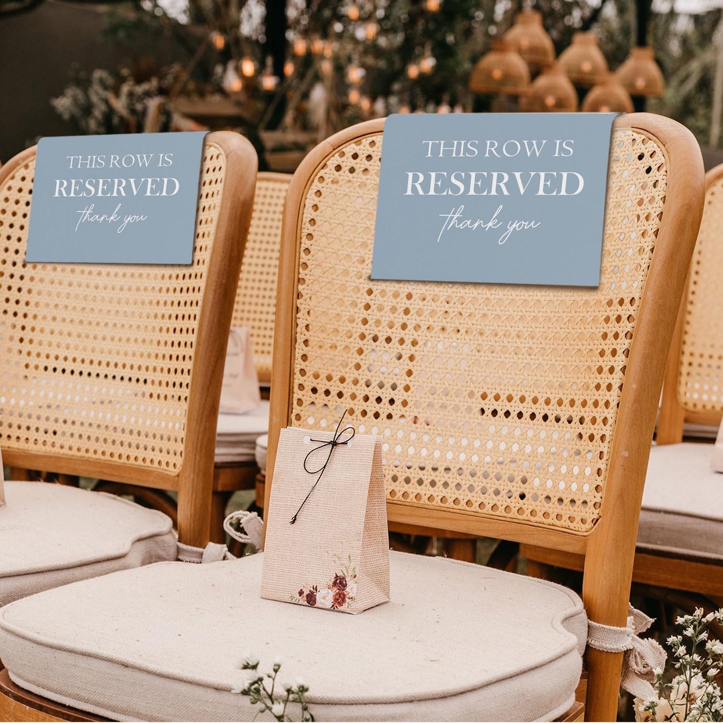 Reserved Seating Chair Signs, This Row Is Reserved Pew Cloths Seating Placeholder for Church Pews, Dusty Blue Wedding Decorations for Reception Parties Event (Dusty Blue, 4 PCS)