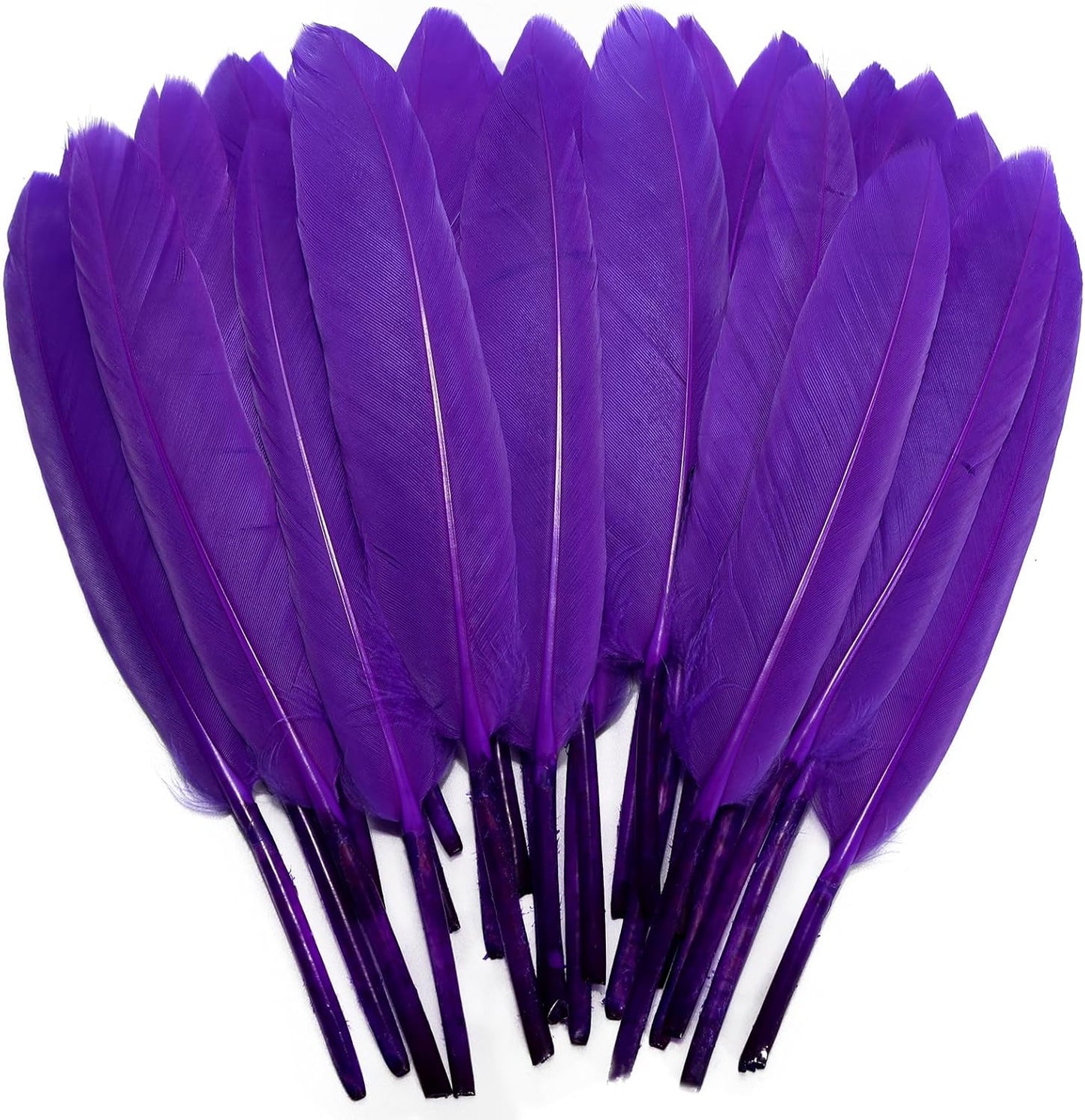 FeelfunFeather 120pcs Purple Goose Cochettes Feather Natural Bulk 4-6 inch 10-15cm for Wedding Party Christmas Halloween Decorations DIY Crafts Goose Cochettes Feather