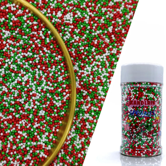 Edible Red & Green & White Pearl Sugar Sprinkles Candy 2mm Mini Pearls Cake Decorations Cupcake Toppers Cookie Decorating Perfect for Wedding Party Valentine Halloween Christmas Supplies 3OZ