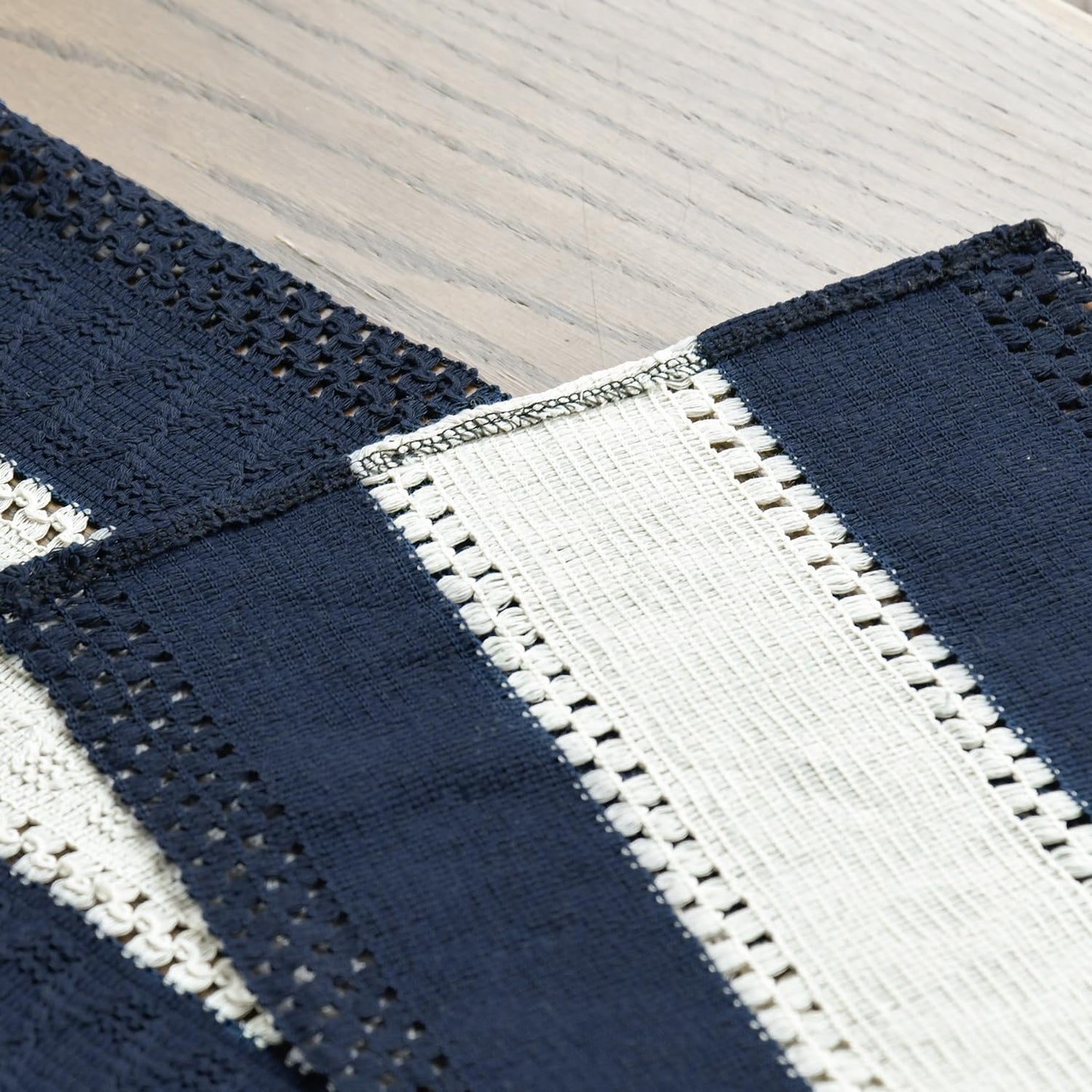 Artoid Mode Dark Blue Farmhouse Rustic Table Runner, Seasonal Hollow Kitchen Dining Table Decoration for Home Party Decor 12x72 Inch