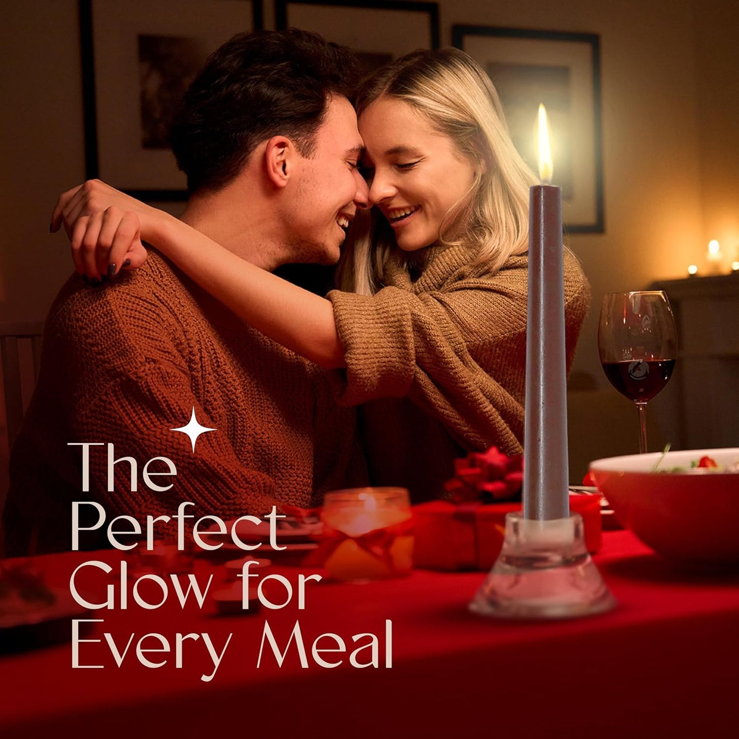 Leor & Lair Brown Taper Candles - 4 Pack 10" Brown Candlesticks - Unscented Long Burning Candle Sticks for Farmhouse Decor, Dinner Table, Holidays, Weddings, Restaurants & Events